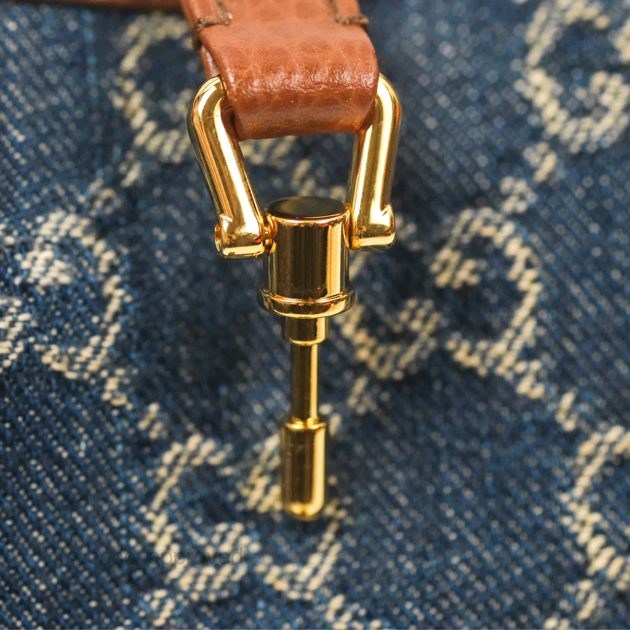 Gucci Jackie 1961 GG Supreme Denim Mini Shoulder Bag Gold Hardware