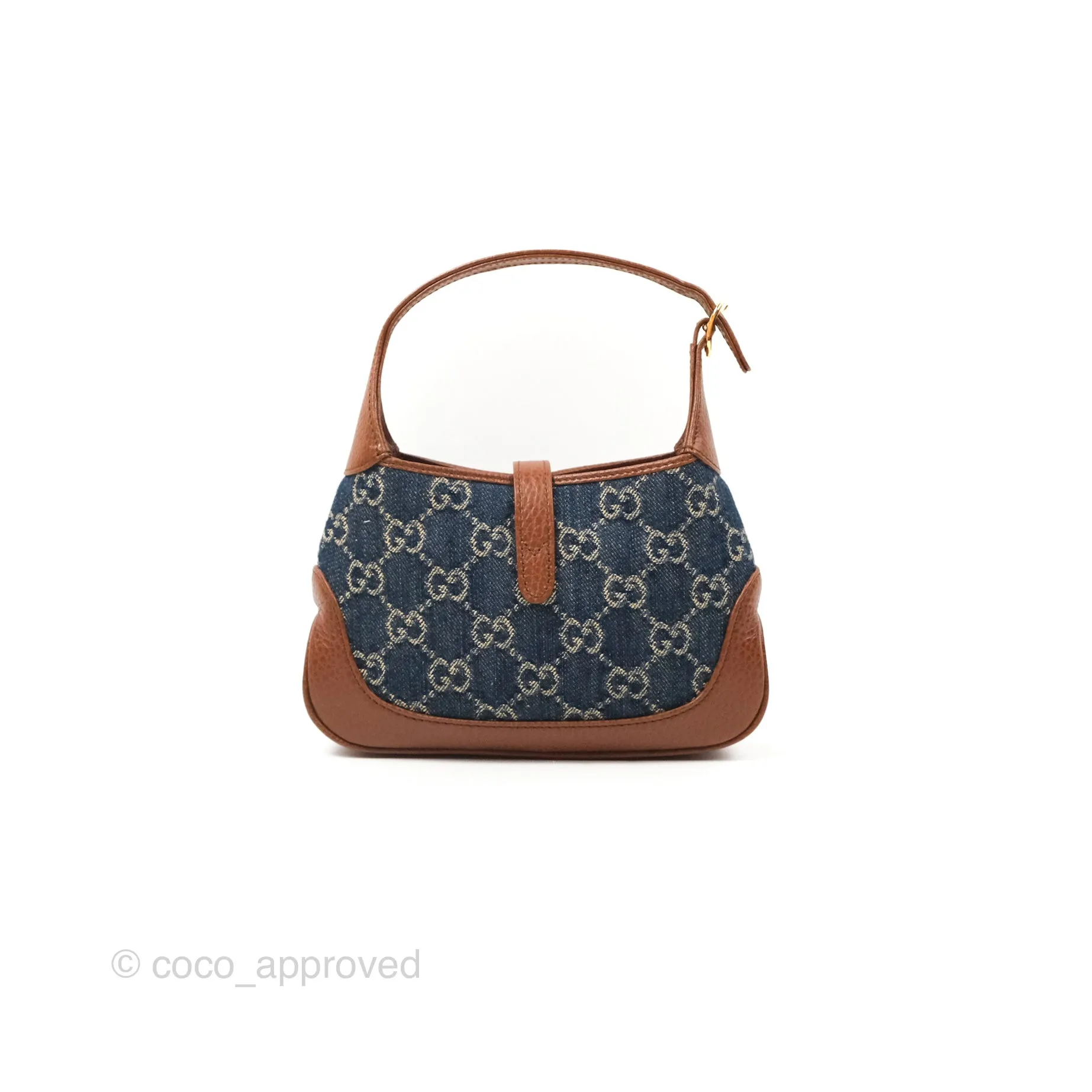 Gucci Jackie 1961 GG Supreme Denim Mini Shoulder Bag Gold Hardware