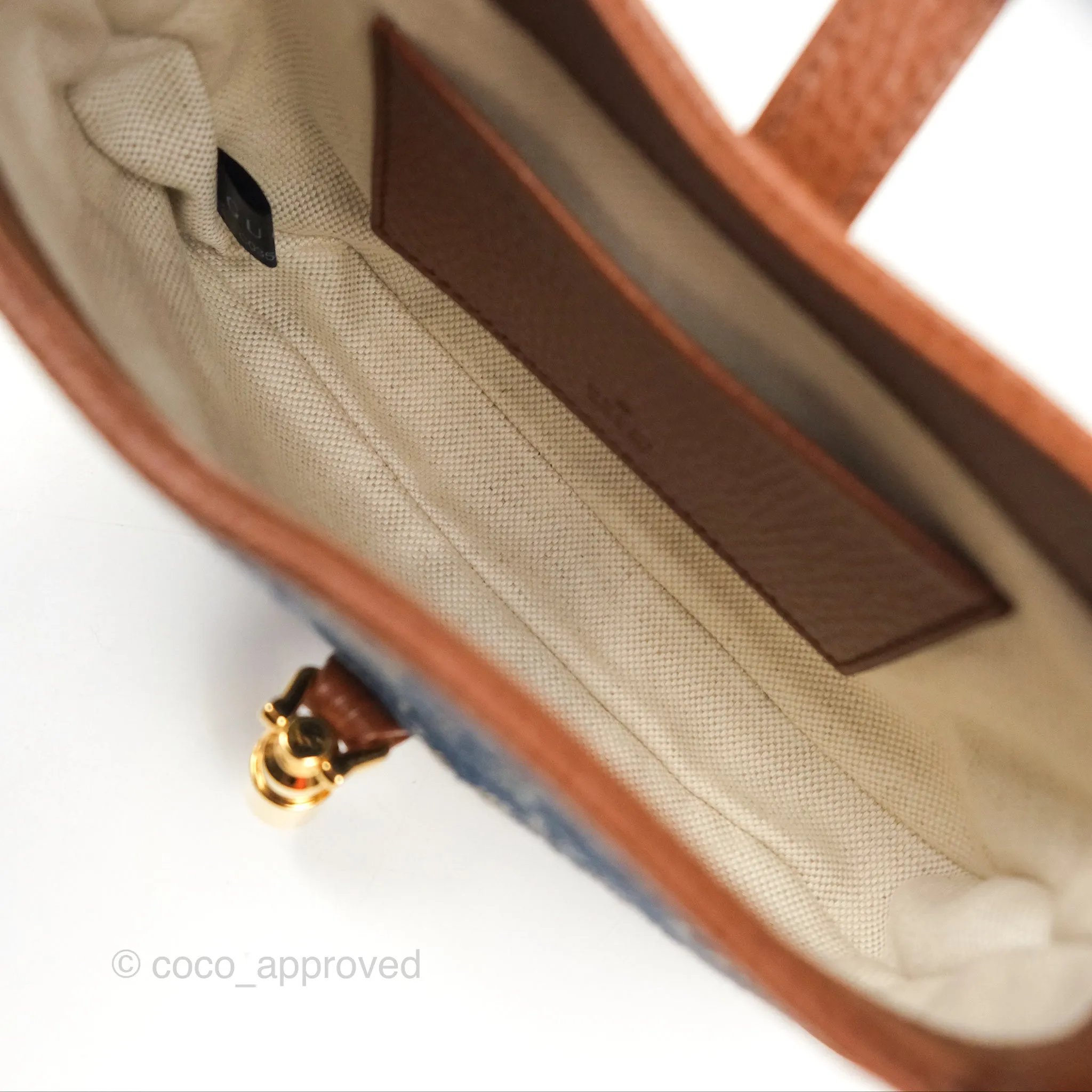 Gucci Jackie 1961 GG Supreme Denim Mini Shoulder Bag Gold Hardware