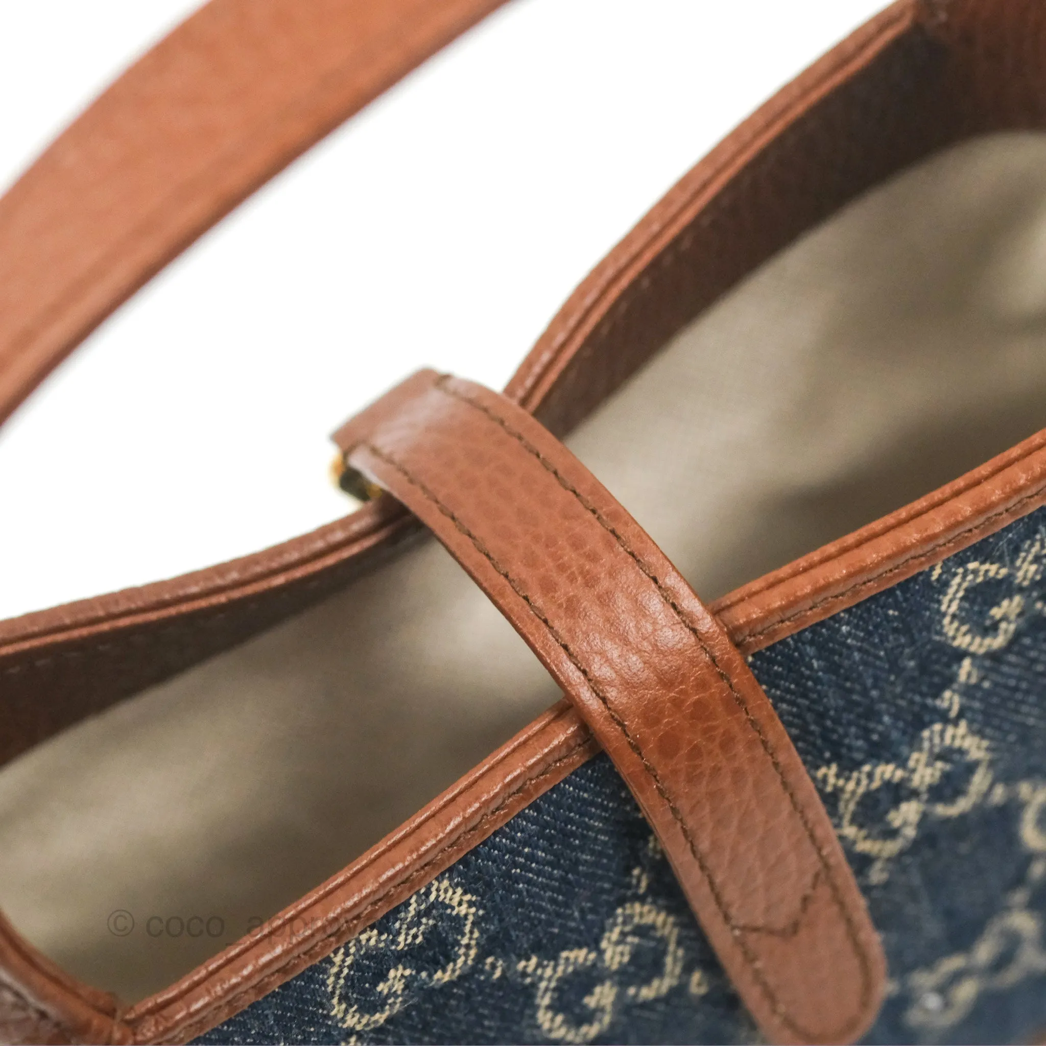 Gucci Jackie 1961 GG Supreme Denim Mini Shoulder Bag Gold Hardware