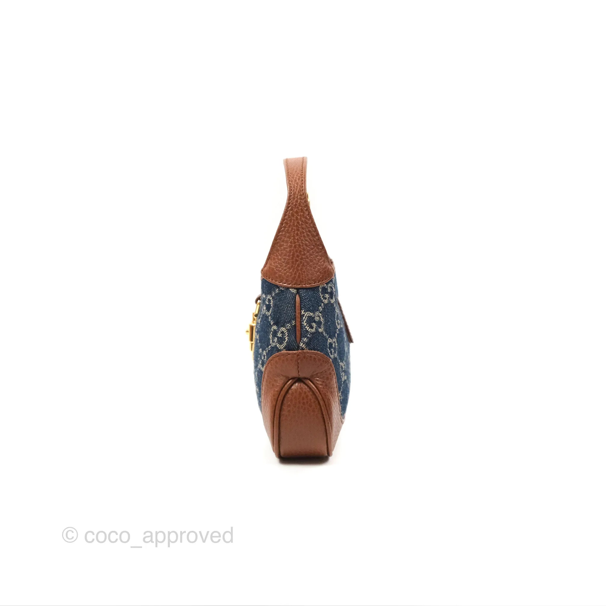 Gucci Jackie 1961 GG Supreme Denim Mini Shoulder Bag Gold Hardware