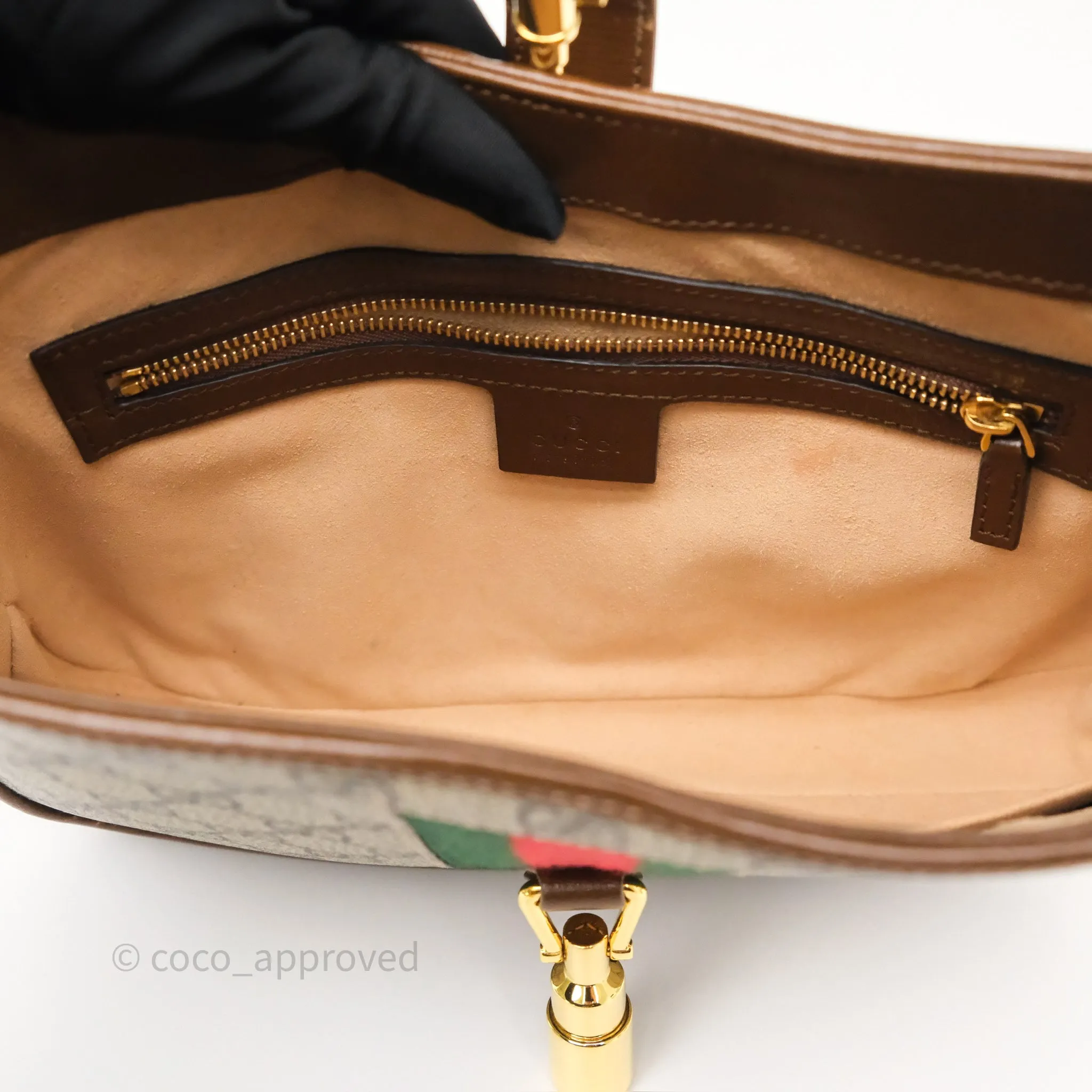 Gucci Jackie 1961 Small Shoulder Bag Beige/Ebony GG Supreme Canvas