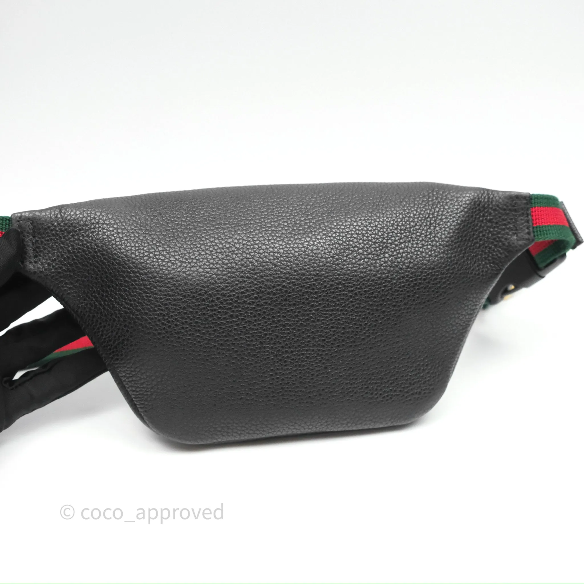 Gucci Logo Print Belt Bag Black Grained Calfskin