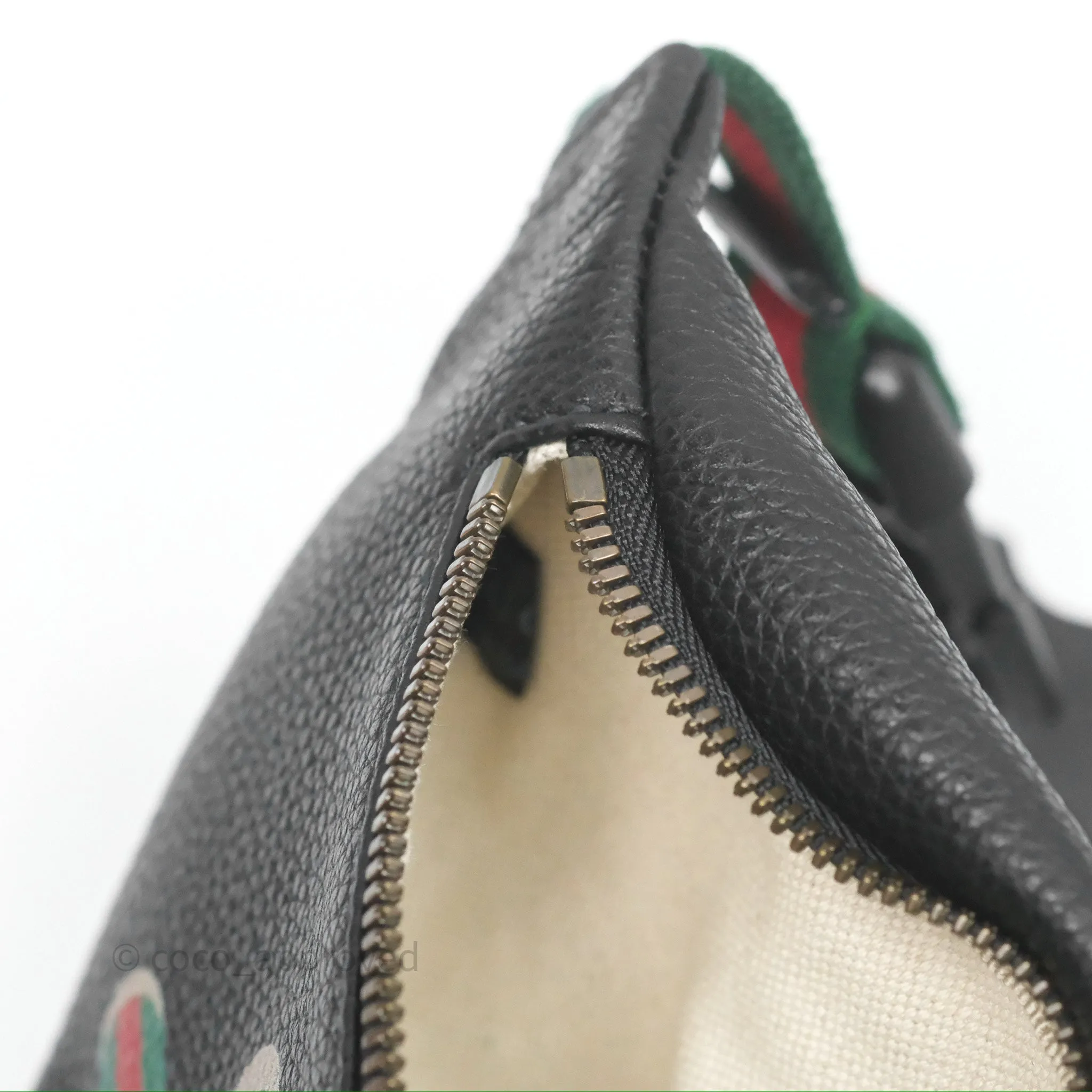 Gucci Logo Print Belt Bag Black Grained Calfskin