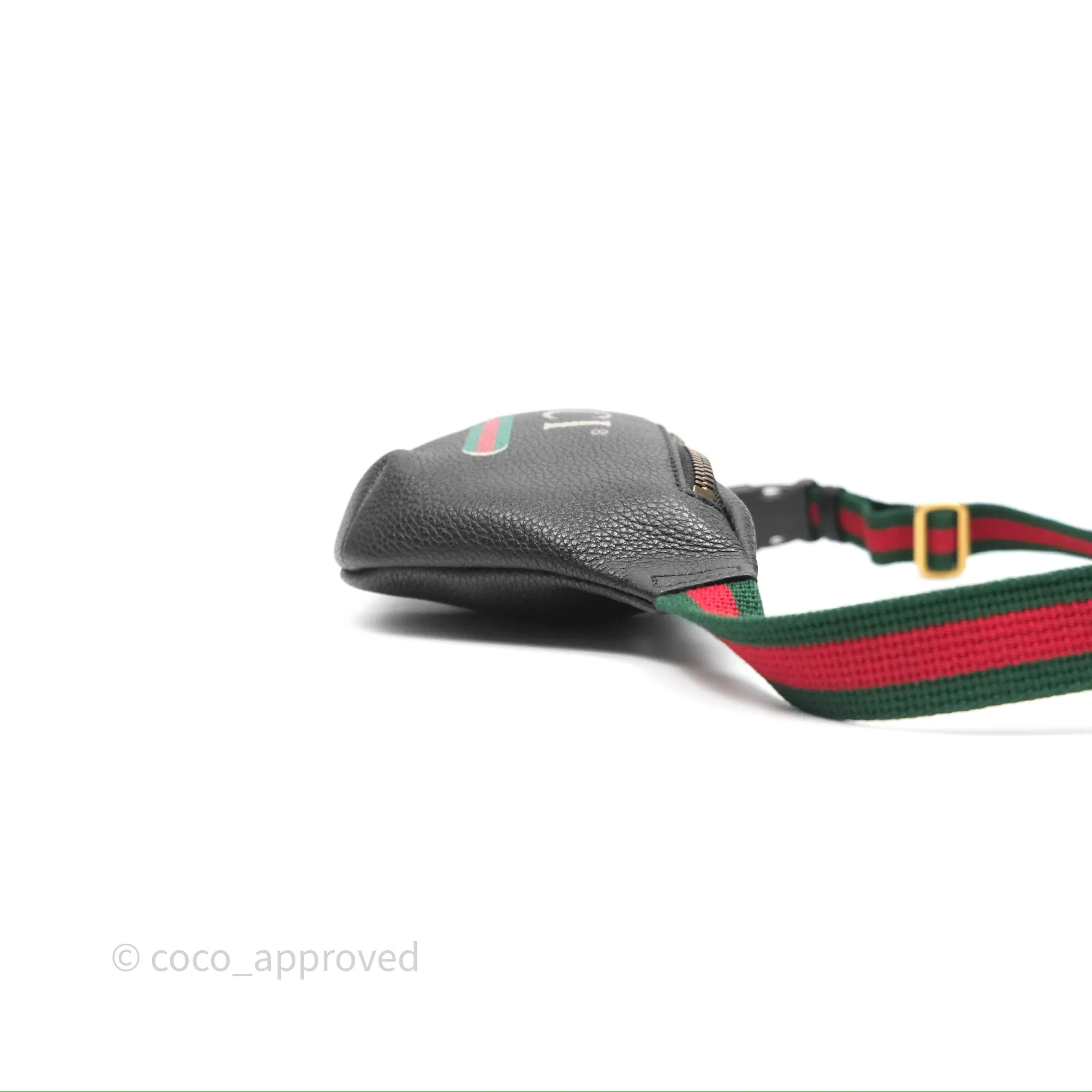 Gucci Logo Print Belt Bag Black Grained Calfskin