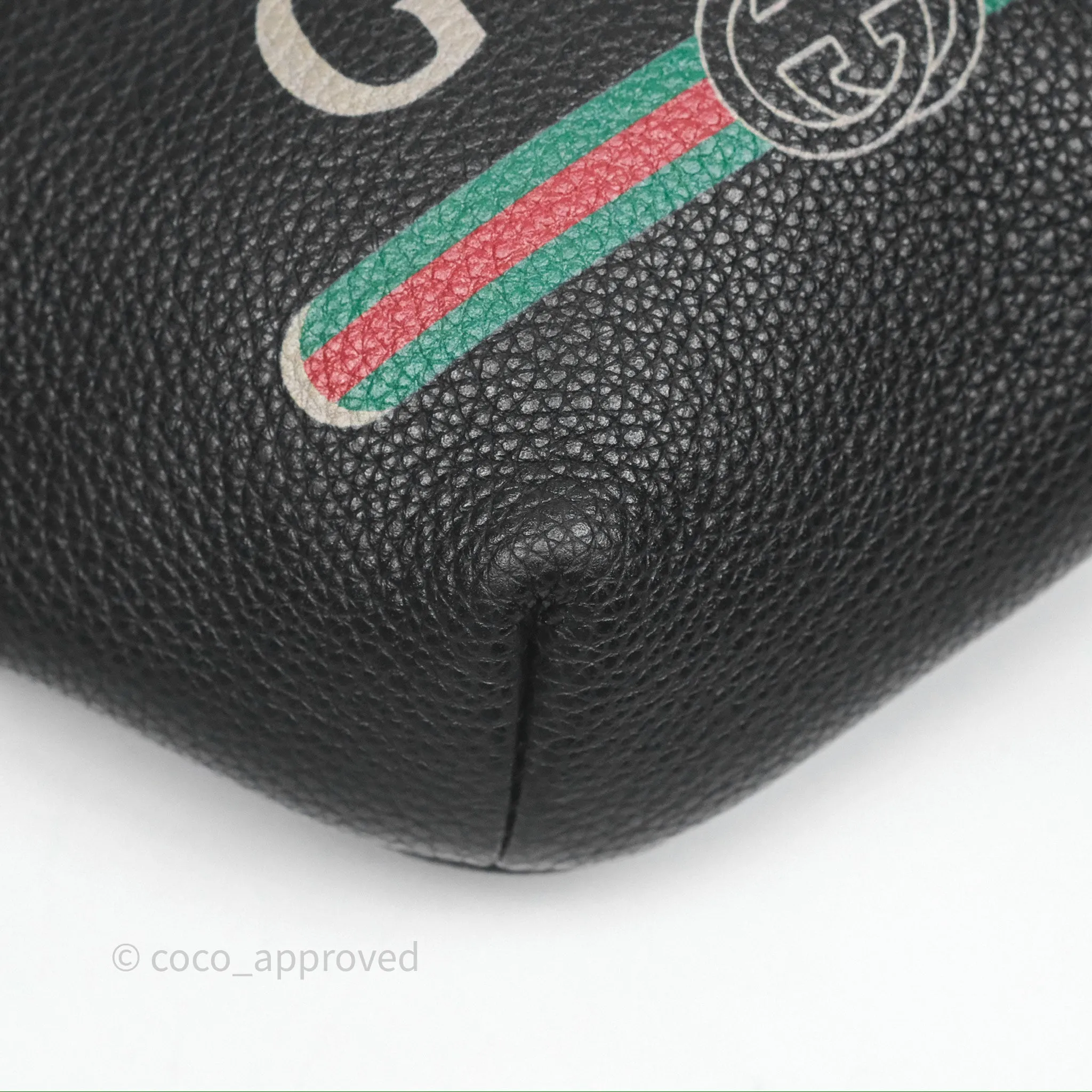Gucci Logo Print Belt Bag Black Grained Calfskin