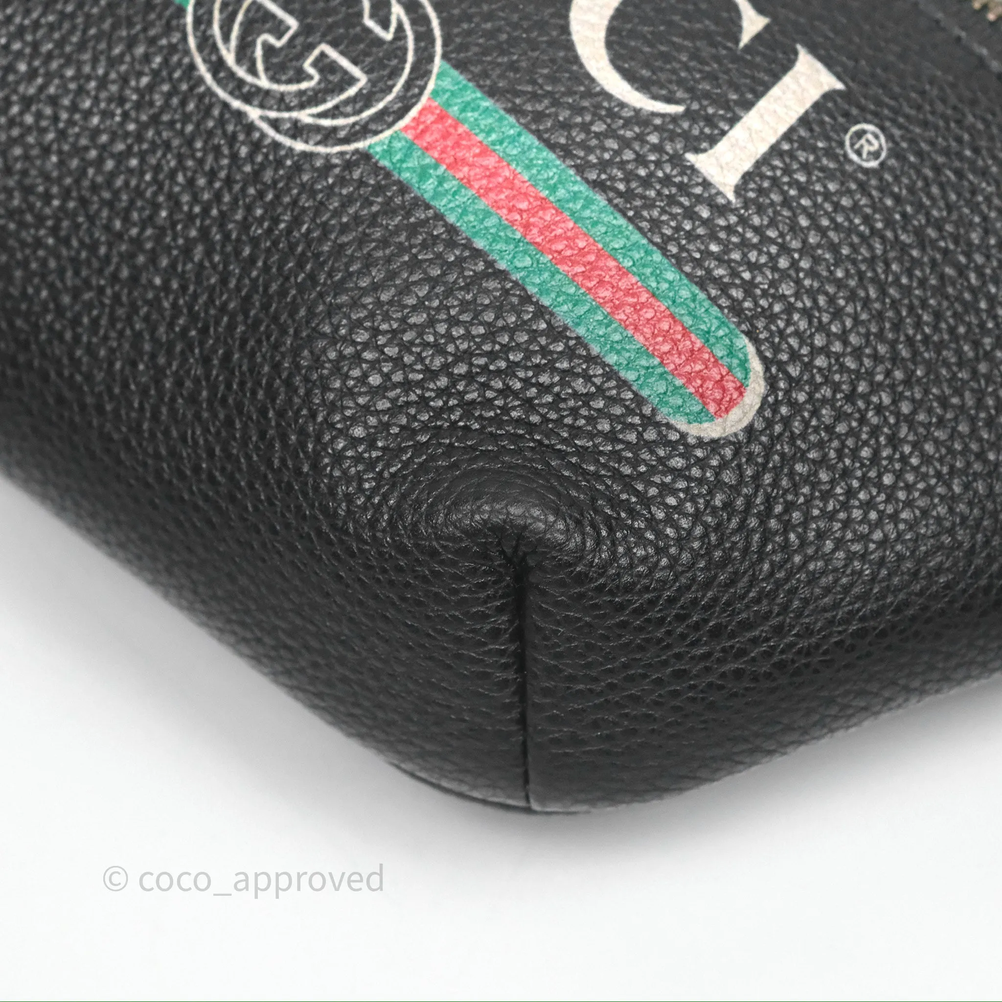 Gucci Logo Print Belt Bag Black Grained Calfskin