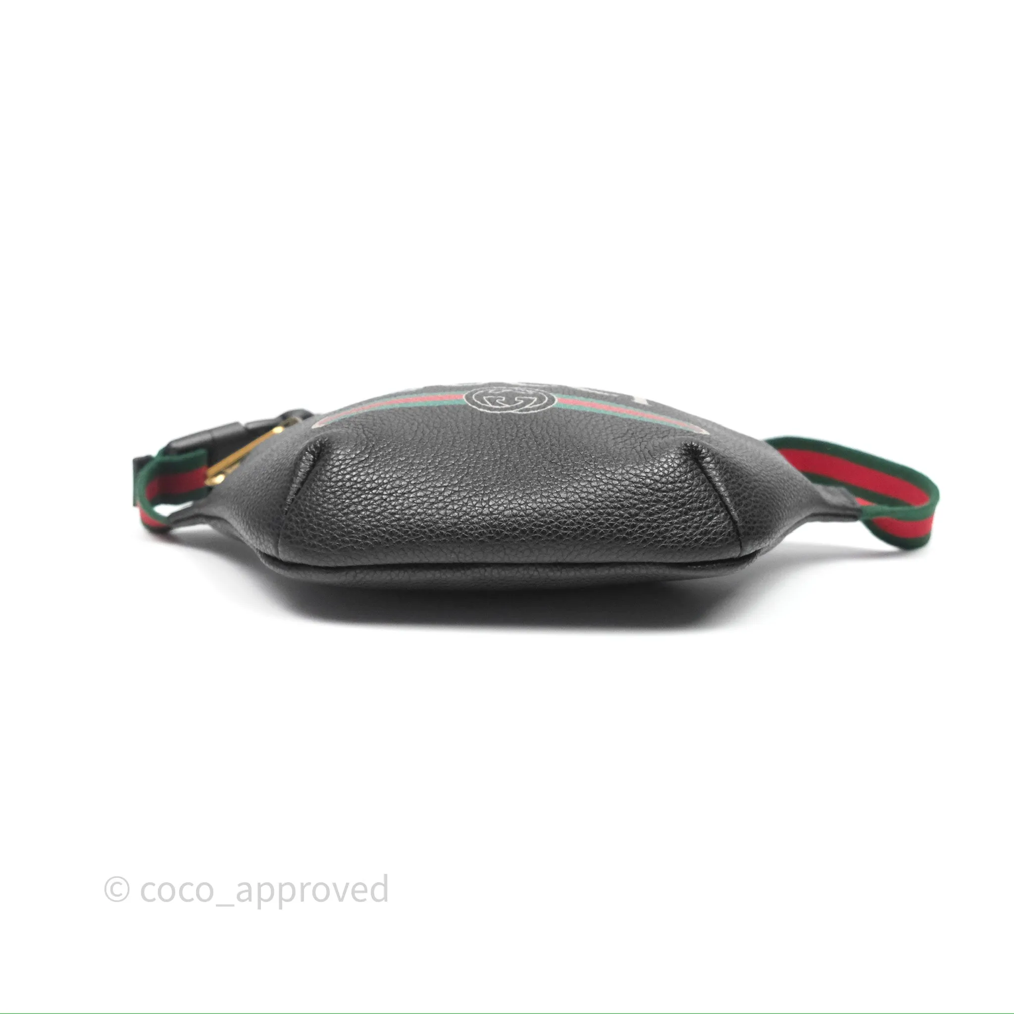 Gucci Logo Print Belt Bag Black Grained Calfskin