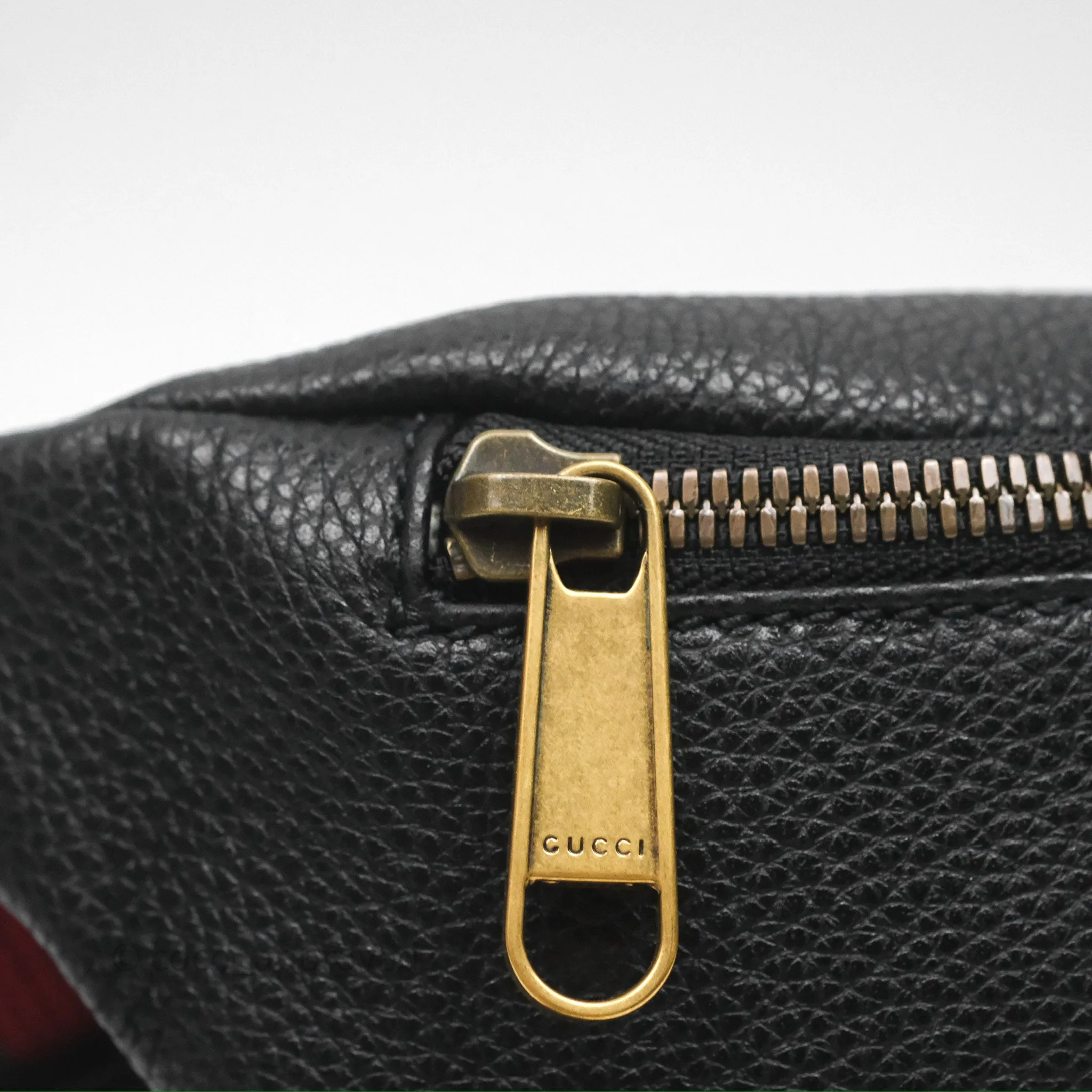 Gucci Logo Print Belt Bag Black Grained Calfskin