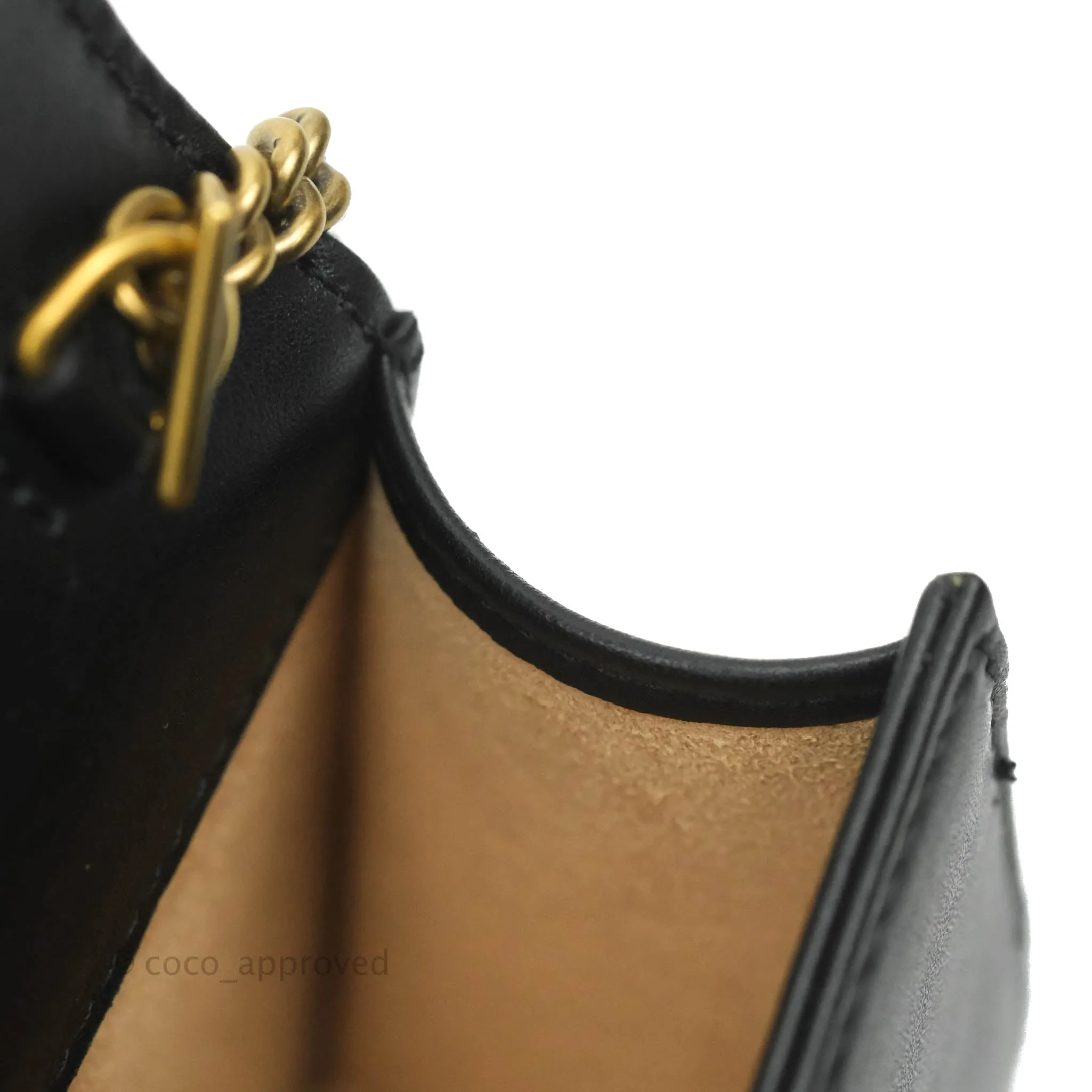 Gucci Matelasse GG Marmont Mini Chain Flap Bag Black Calfskin Gold Hardware