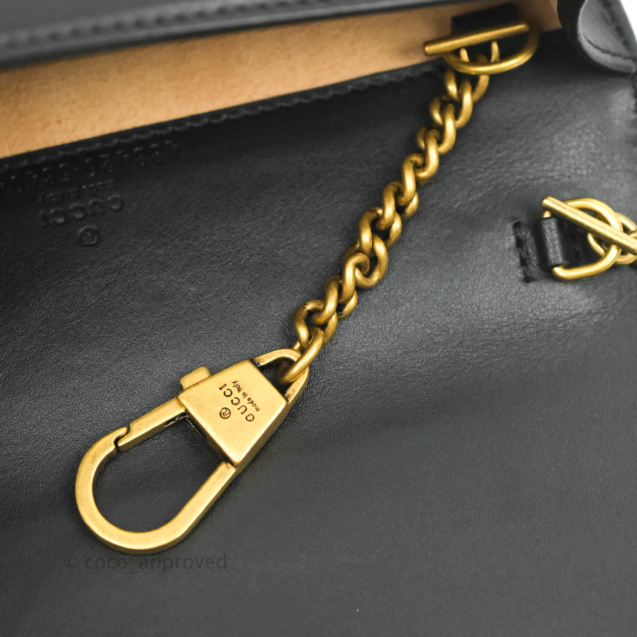 Gucci Matelasse GG Marmont Mini Chain Flap Bag Black Calfskin Gold Hardware