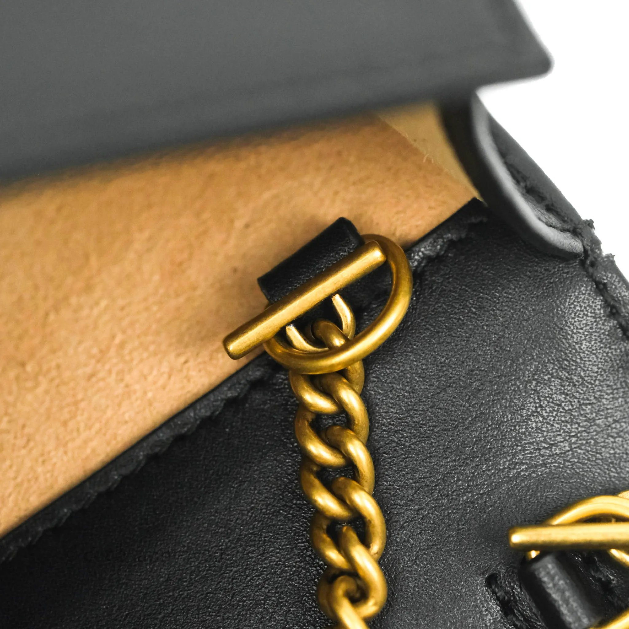 Gucci Matelasse GG Marmont Mini Chain Flap Bag Black Calfskin Gold Hardware