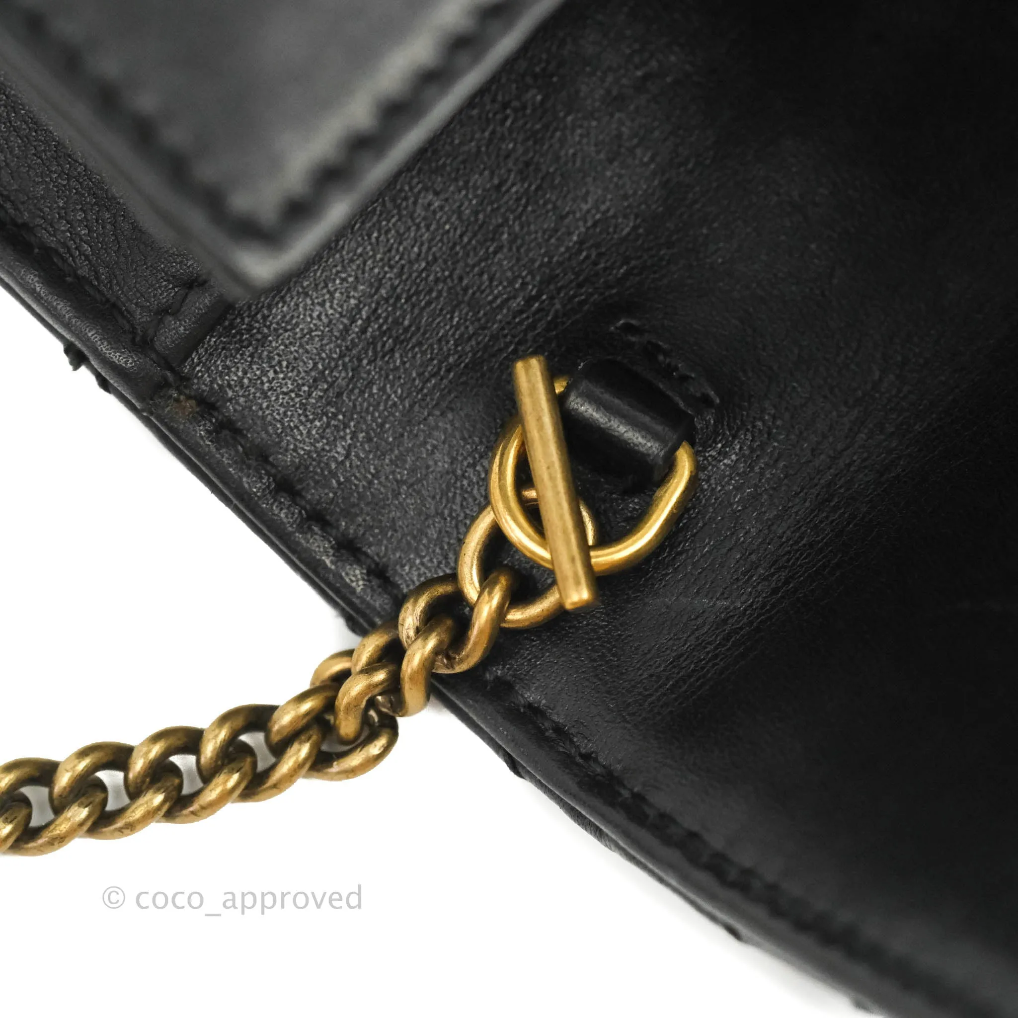 Gucci Matelasse GG Marmont Super Mini Chain Flap Bag Black Calfskin Gold Hardware