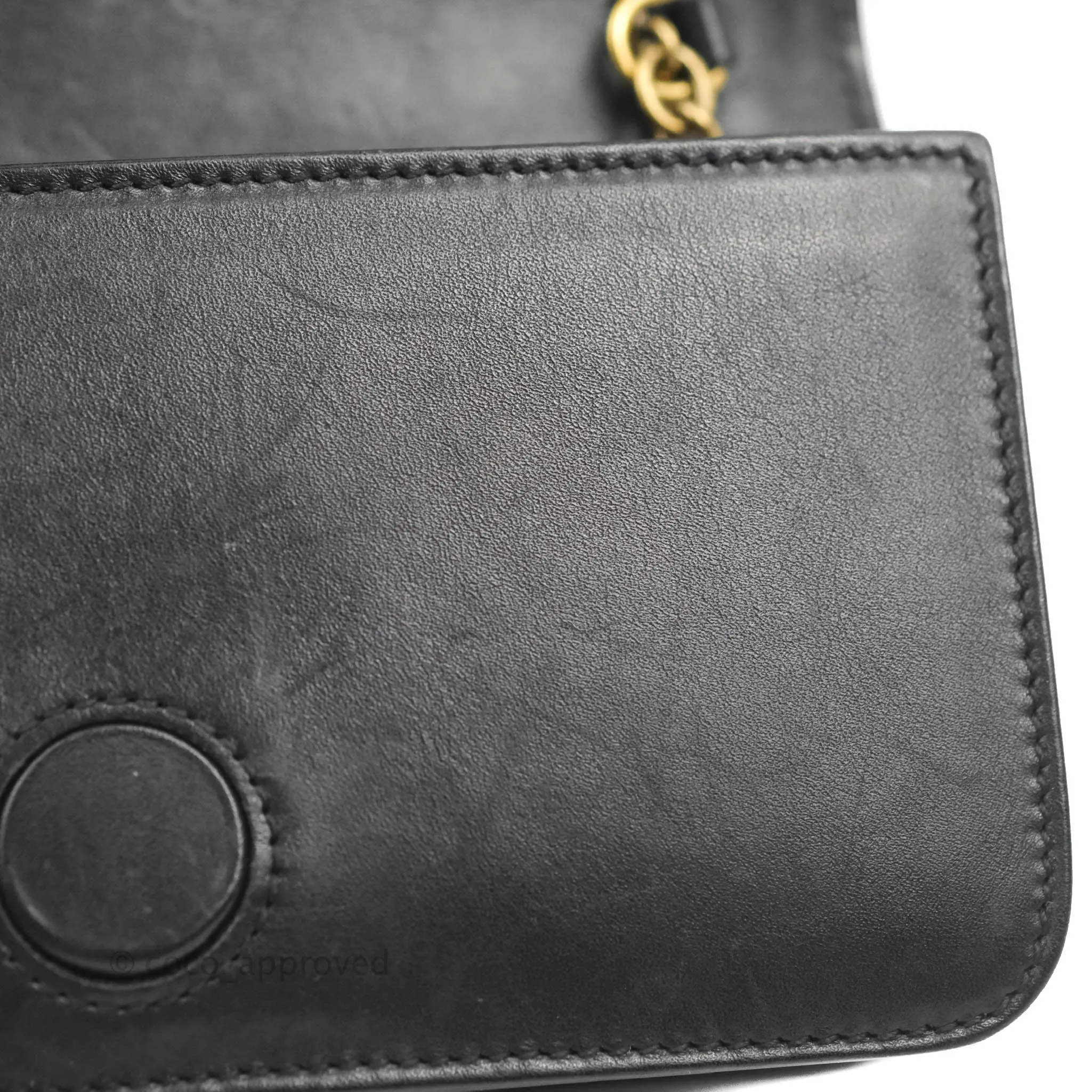 Gucci Matelasse GG Marmont Super Mini Chain Flap Bag Black Calfskin Gold Hardware