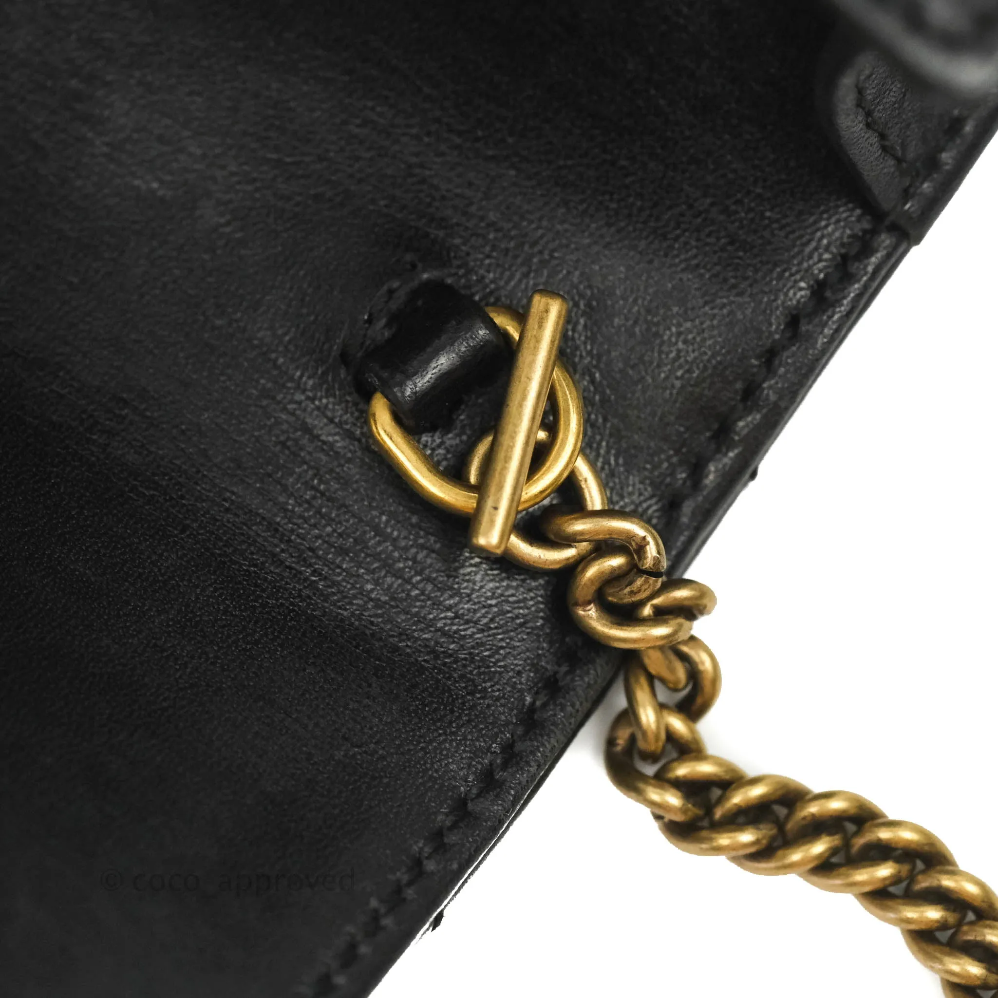 Gucci Matelasse GG Marmont Super Mini Chain Flap Bag Black Calfskin Gold Hardware