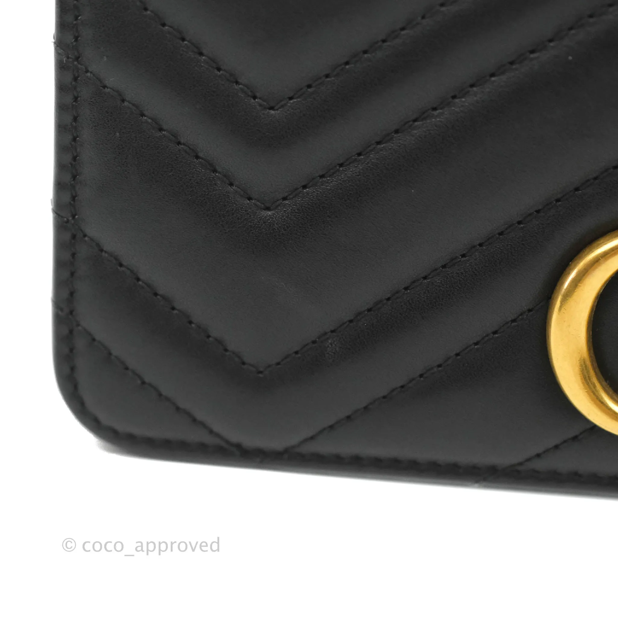 Gucci Matelasse GG Marmont Super Mini Chain Flap Bag Black Calfskin Gold Hardware