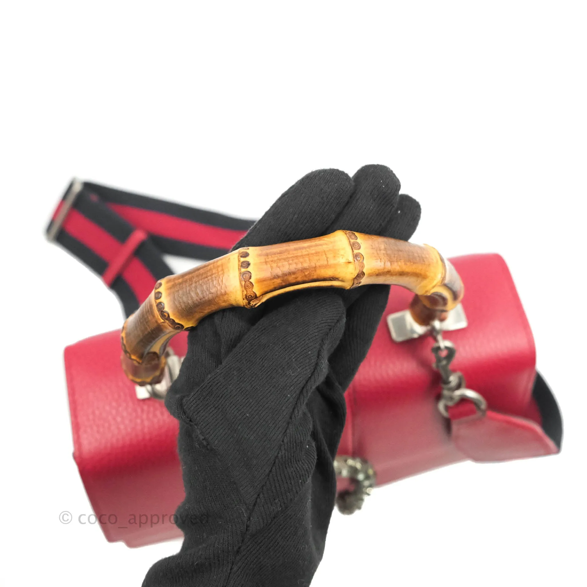 Gucci Medium Dionysus Red Leather Bamboo Top Handle Bag