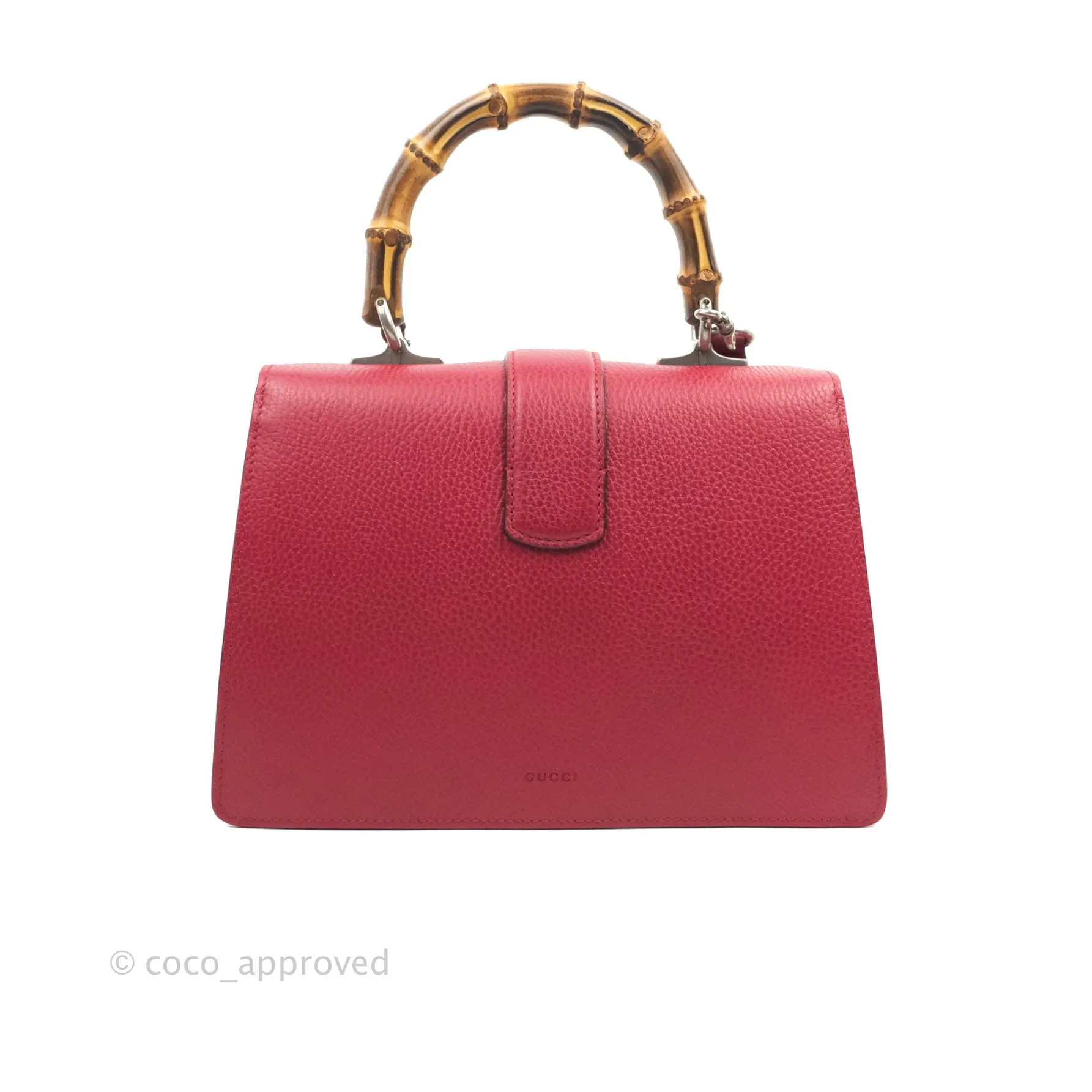 Gucci Medium Dionysus Red Leather Bamboo Top Handle Bag