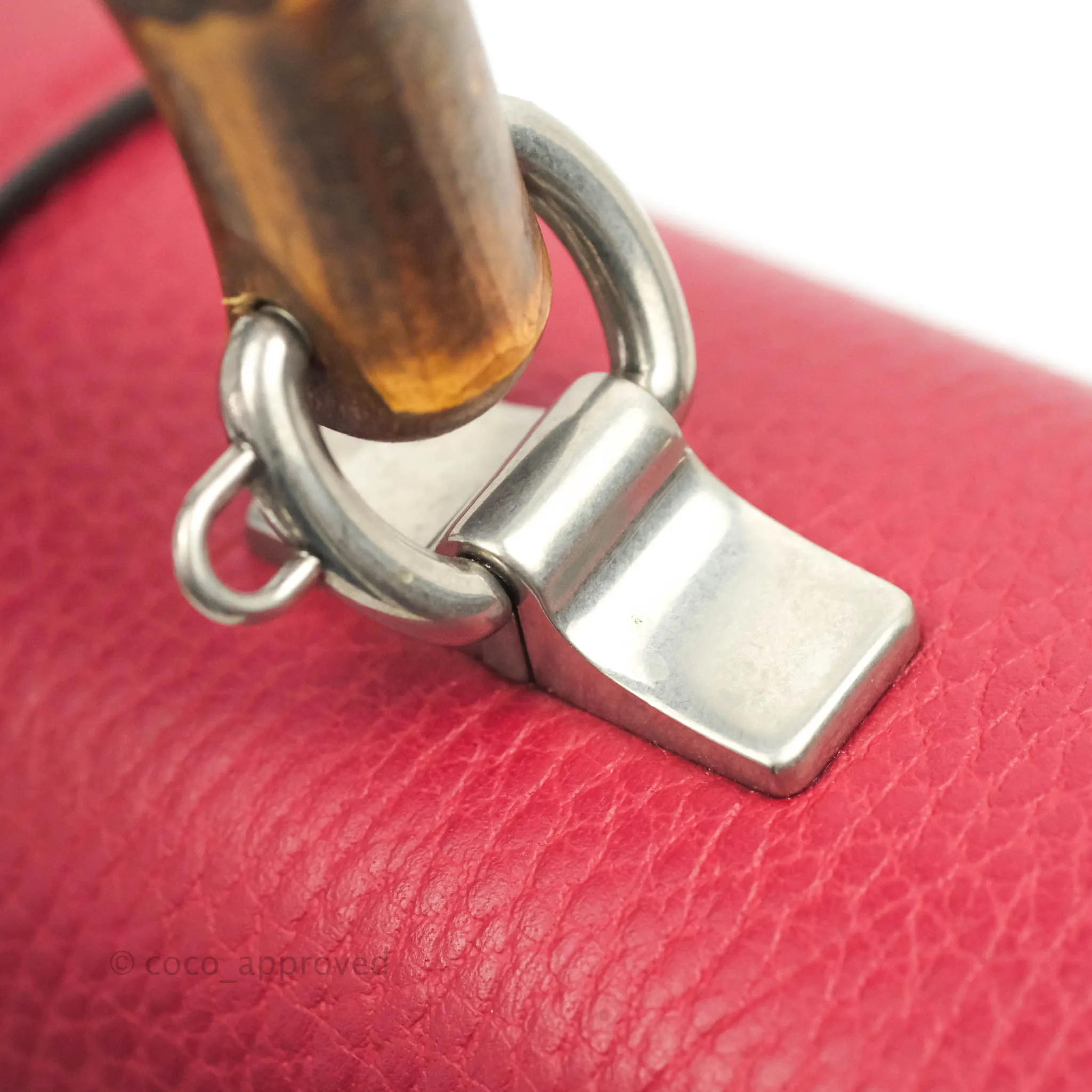 Gucci Medium Dionysus Red Leather Bamboo Top Handle Bag