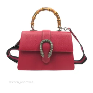 Gucci Medium Dionysus Red Leather Bamboo Top Handle Bag