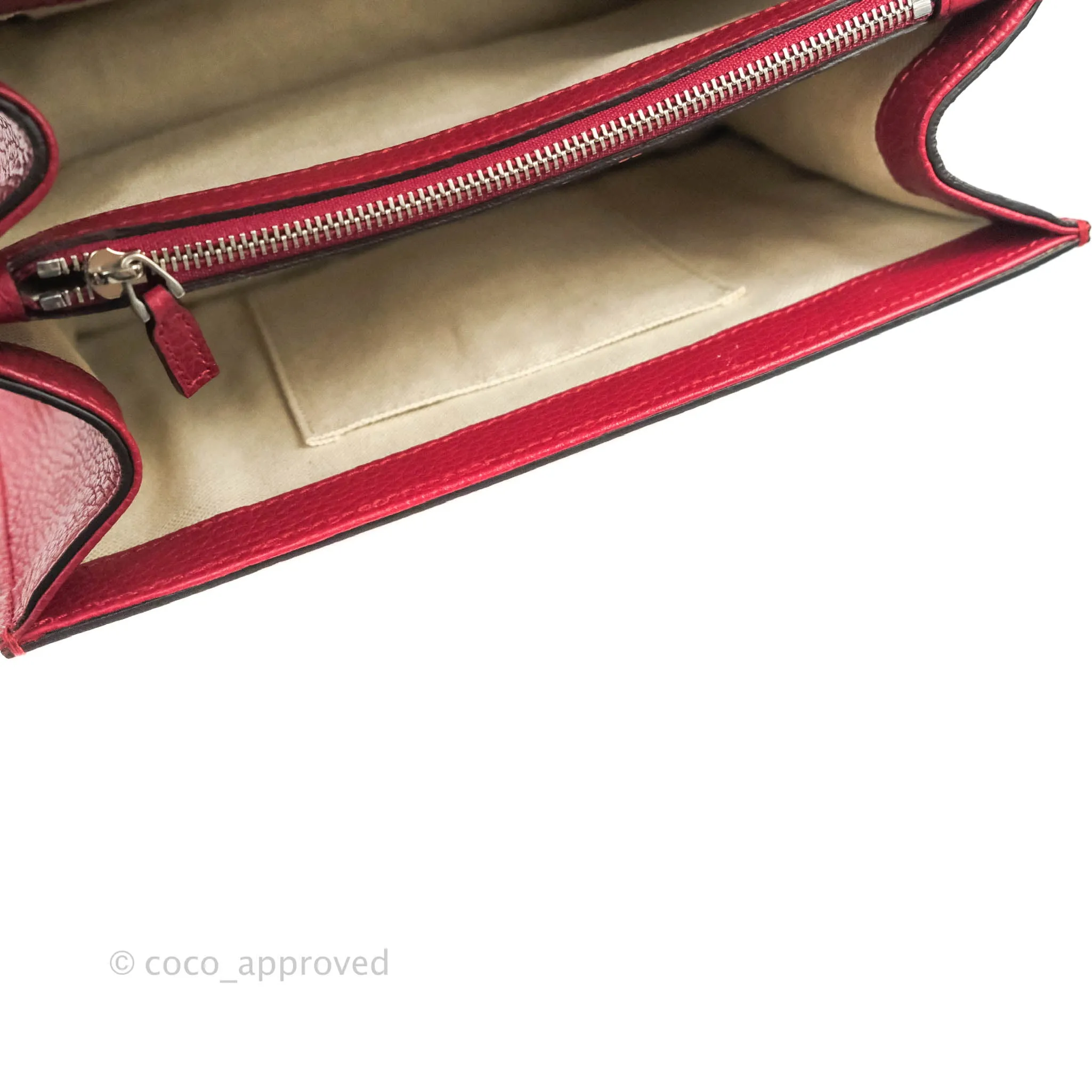 Gucci Medium Dionysus Red Leather Bamboo Top Handle Bag