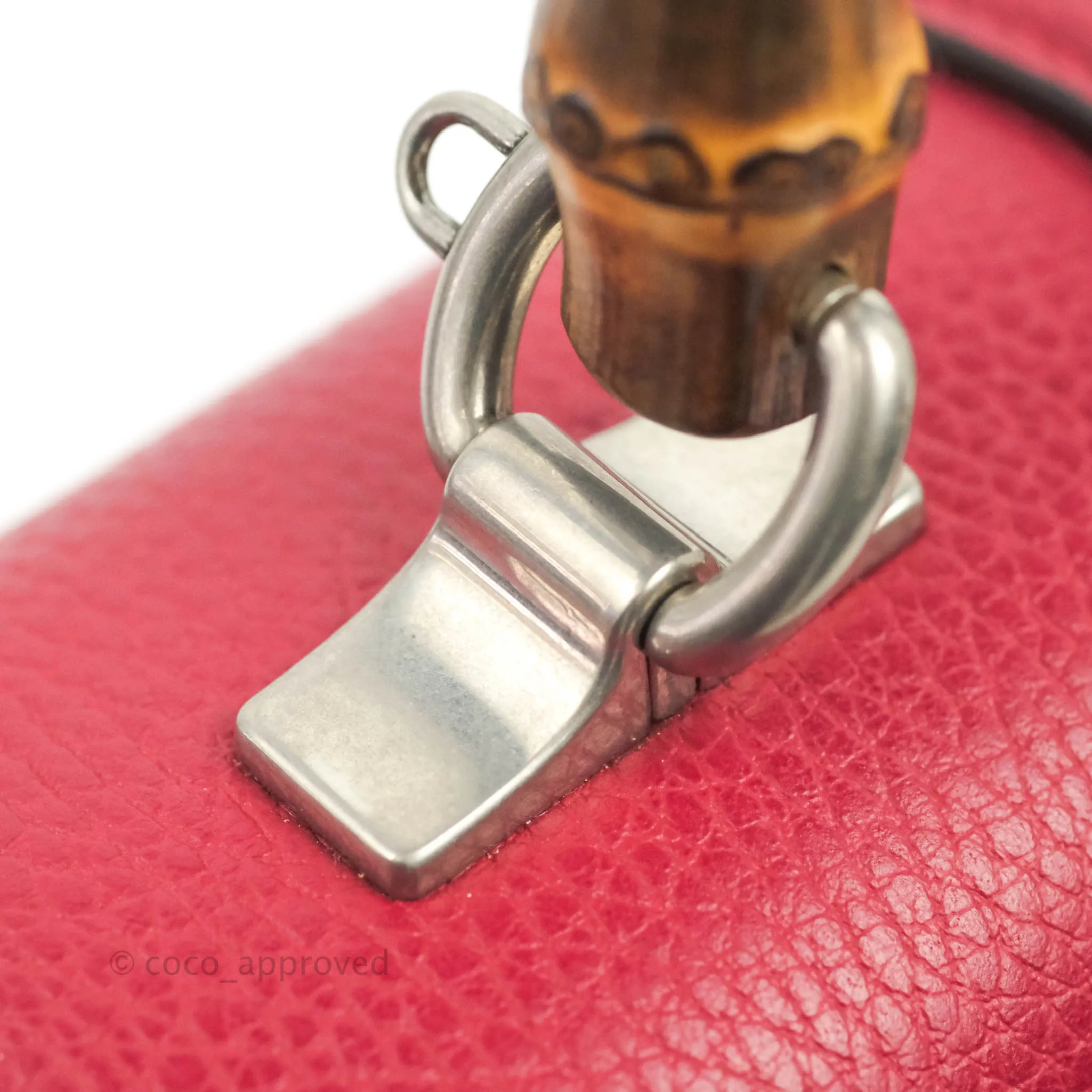 Gucci Medium Dionysus Red Leather Bamboo Top Handle Bag