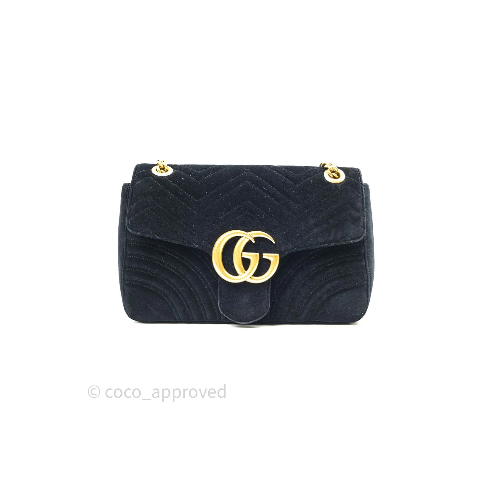 Gucci Medium Marmont Velvet Black Gold Hardware