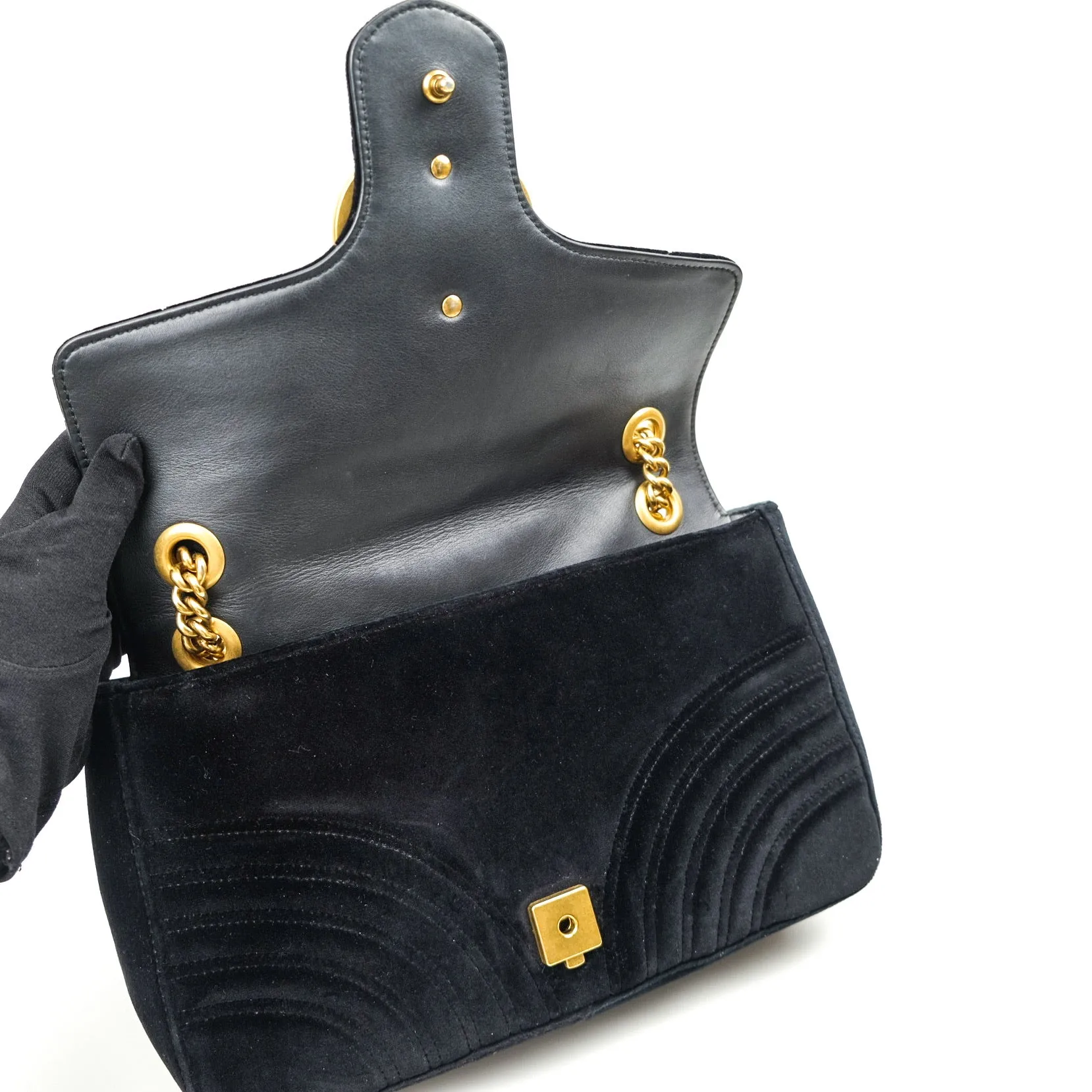 Gucci Medium Marmont Velvet Black Gold Hardware