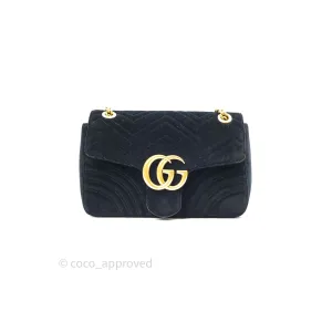 Gucci Medium Marmont Velvet Black Gold Hardware