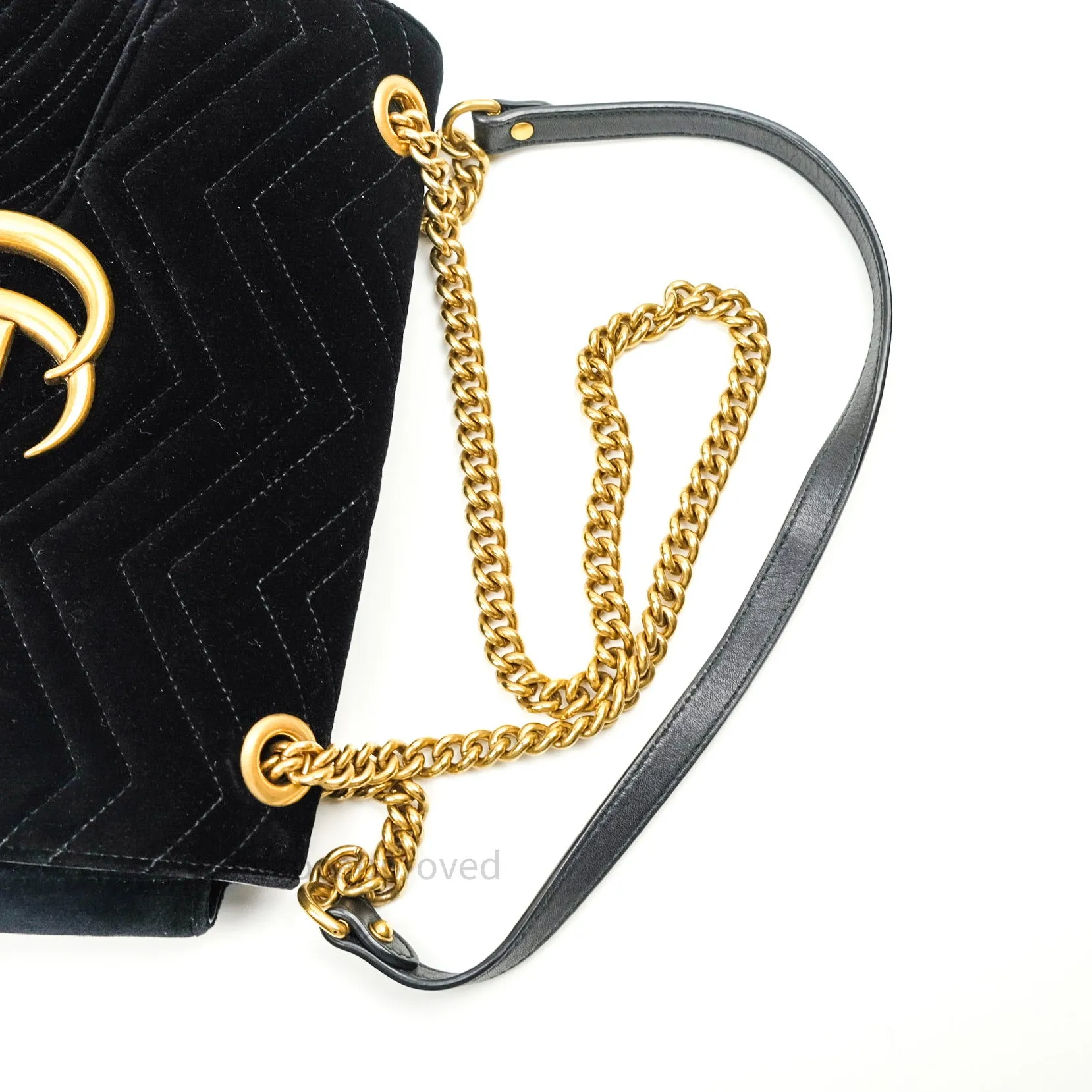 Gucci Medium Marmont Velvet Black Gold Hardware