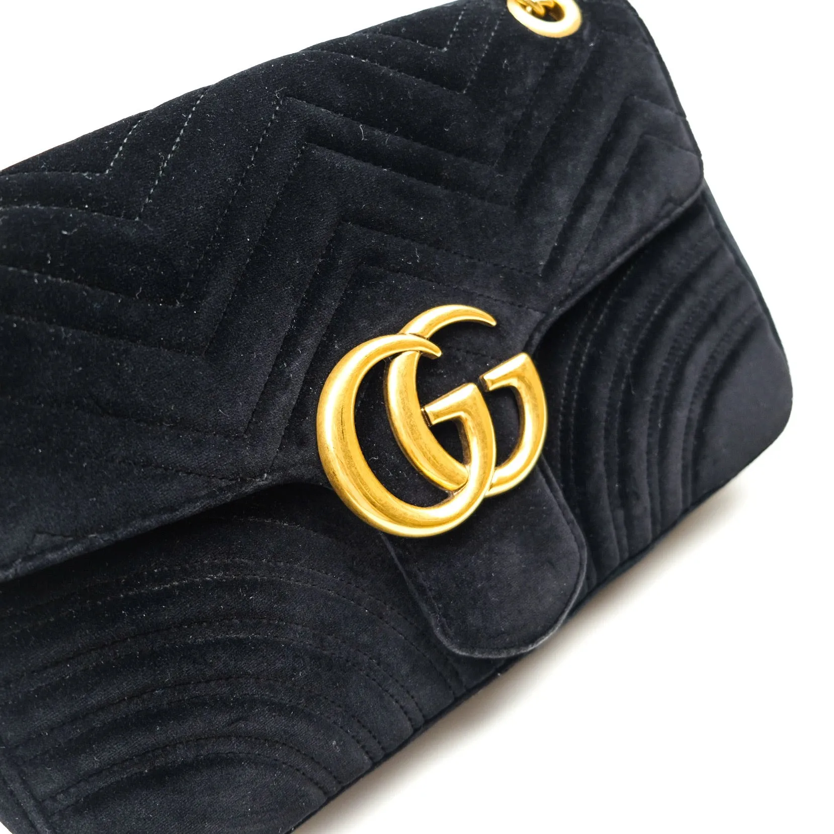 Gucci Medium Marmont Velvet Black Gold Hardware