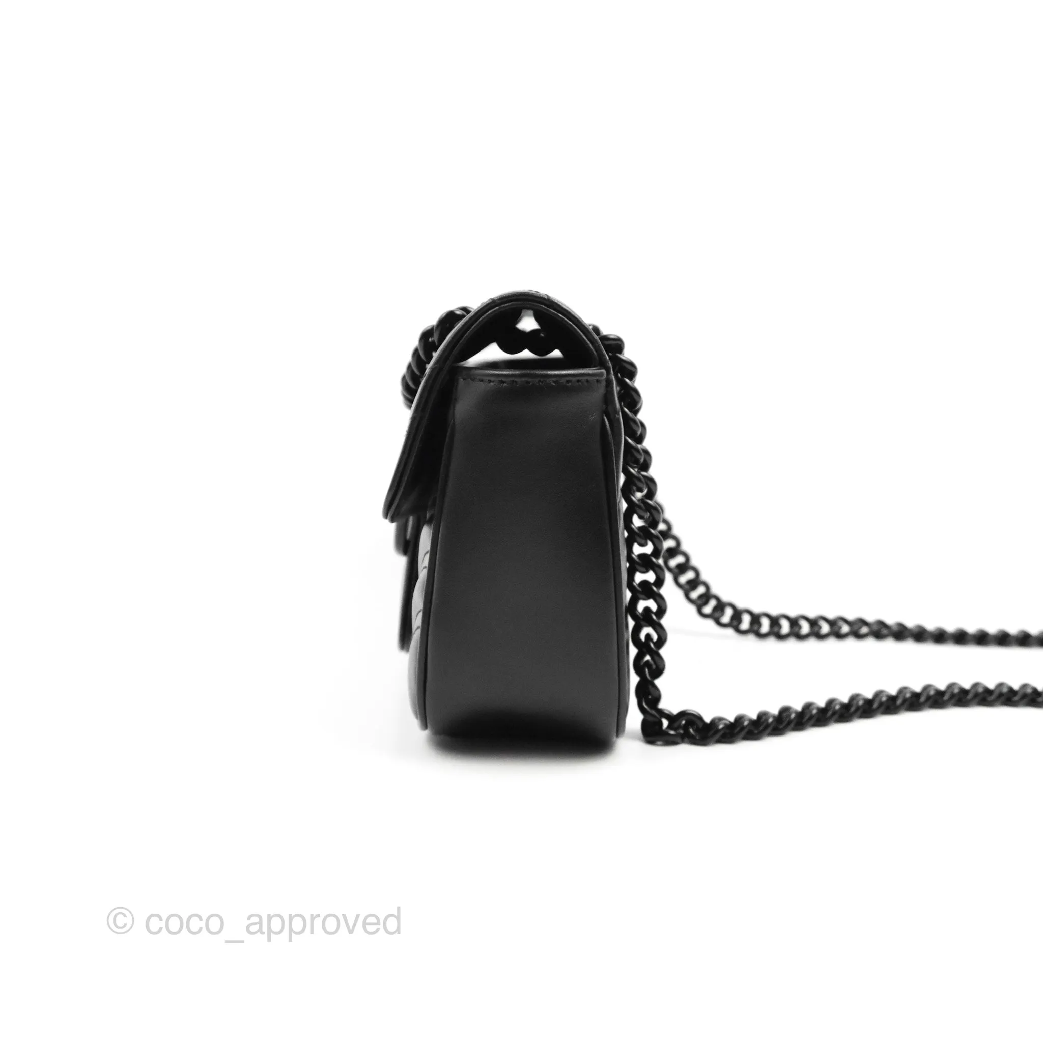 Gucci Mini Chevron GG Marmont Matelass Bag So Black Calfskin