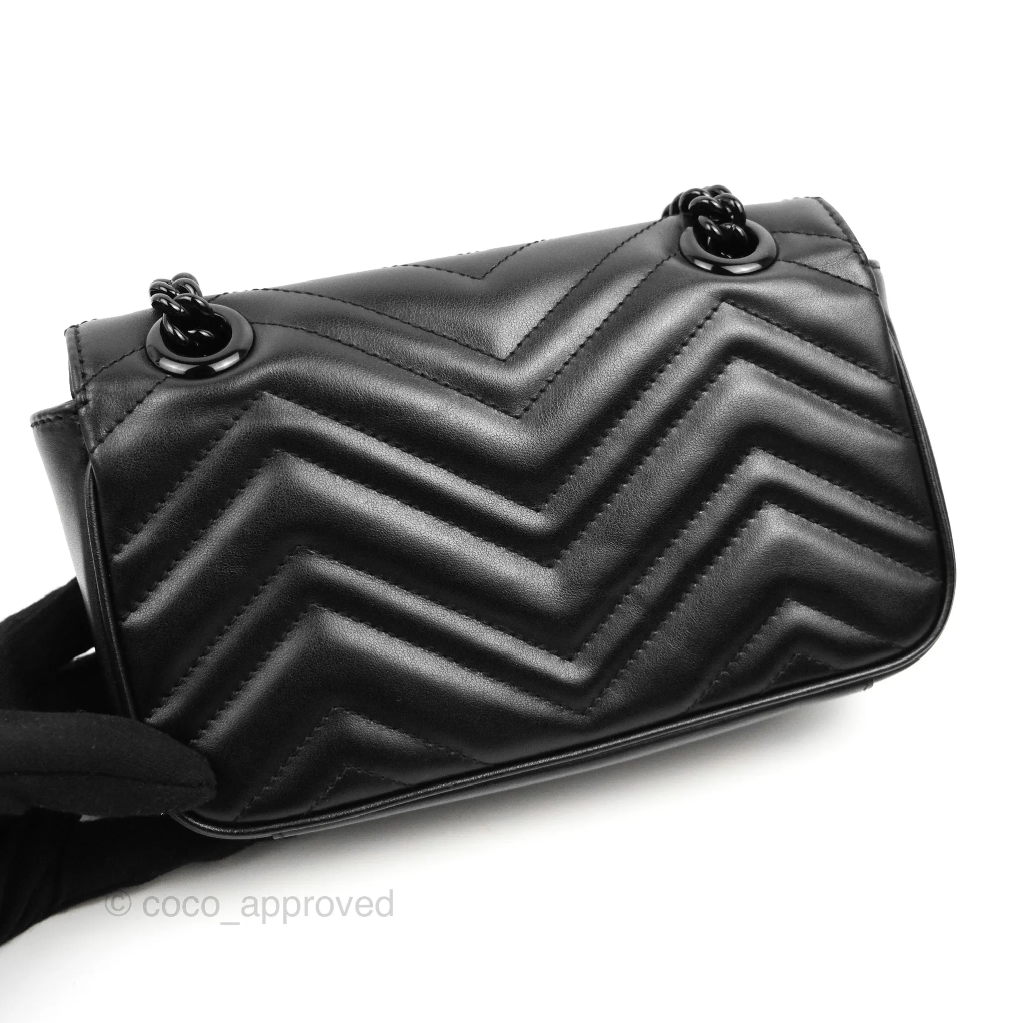 Gucci Mini Chevron GG Marmont Matelass Bag So Black Calfskin