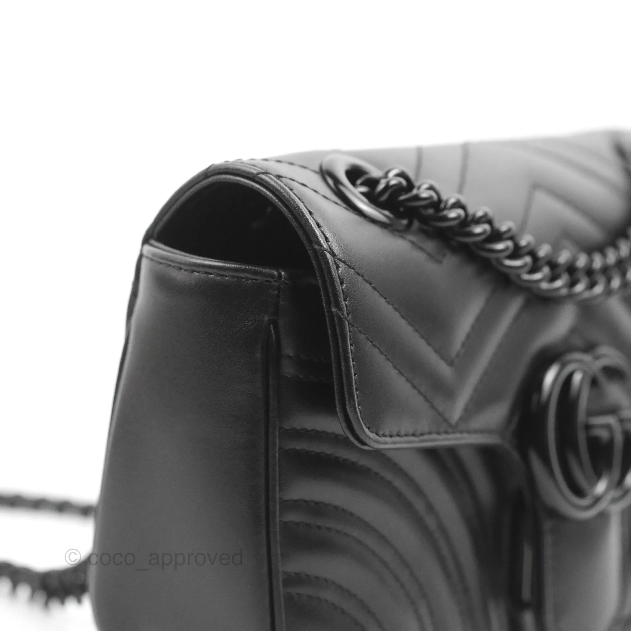 Gucci Mini Chevron GG Marmont Matelass Bag So Black Calfskin