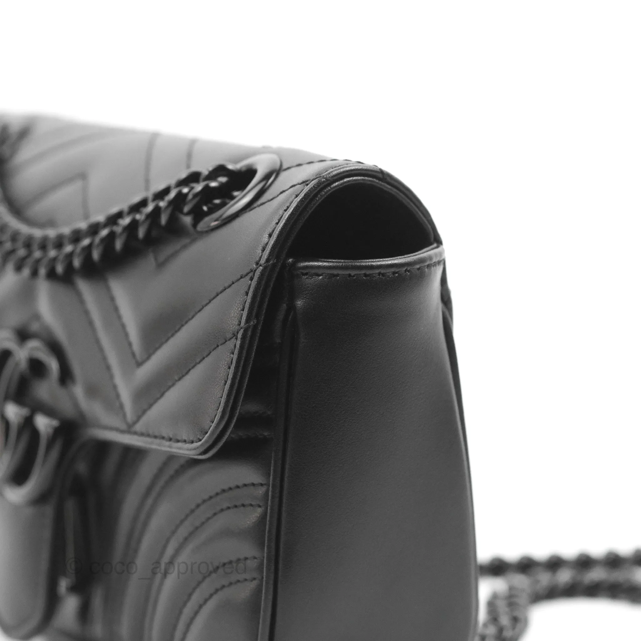 Gucci Mini Chevron GG Marmont Matelass Bag So Black Calfskin