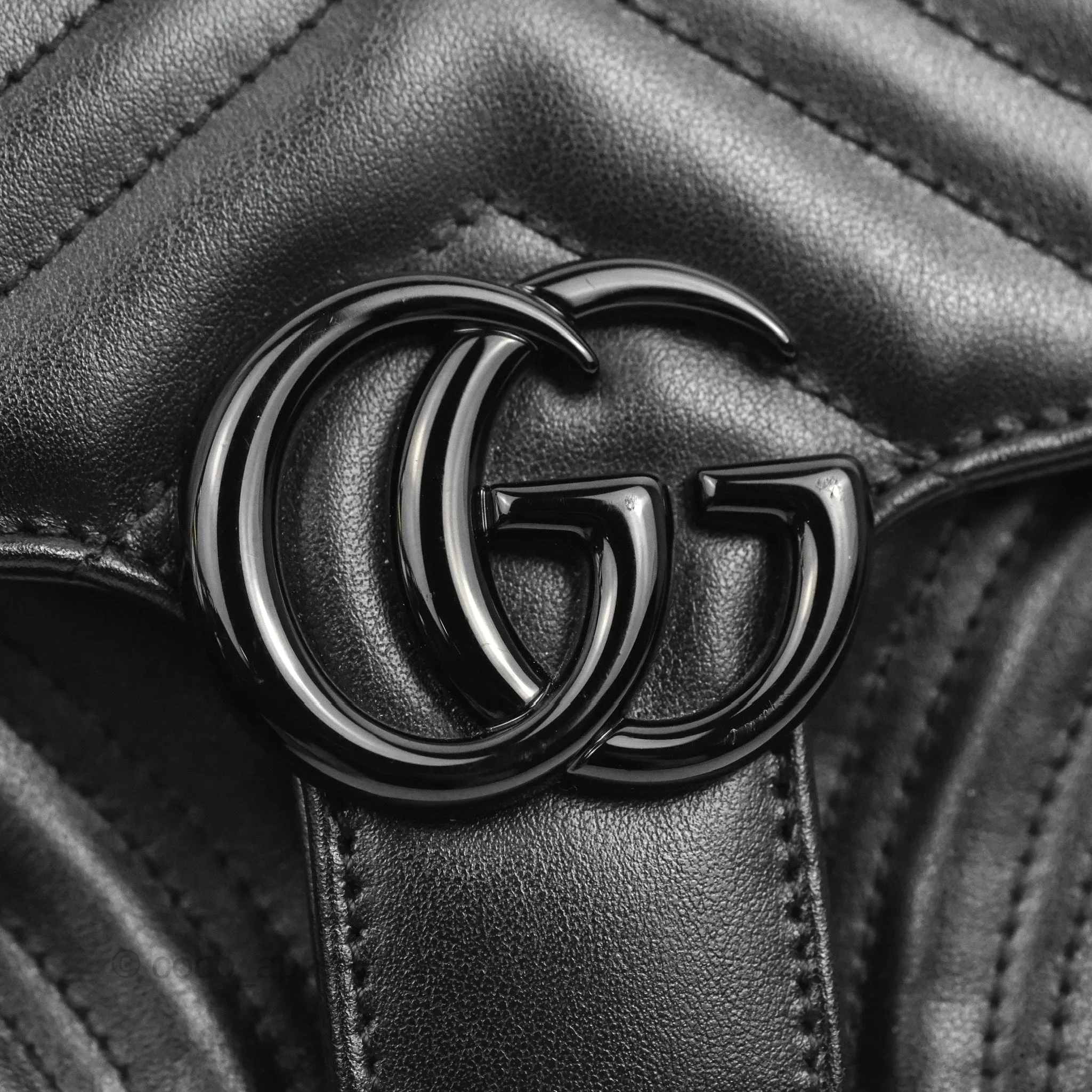 Gucci Mini Chevron GG Marmont Matelass Bag So Black Calfskin