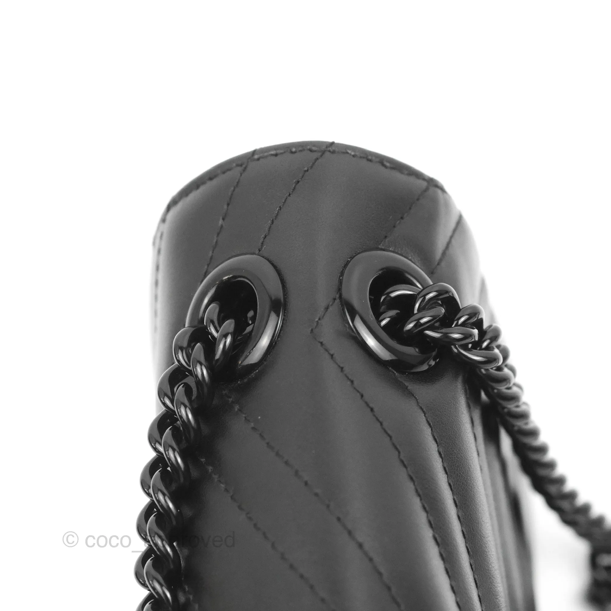 Gucci Mini Chevron GG Marmont Matelass Bag So Black Calfskin