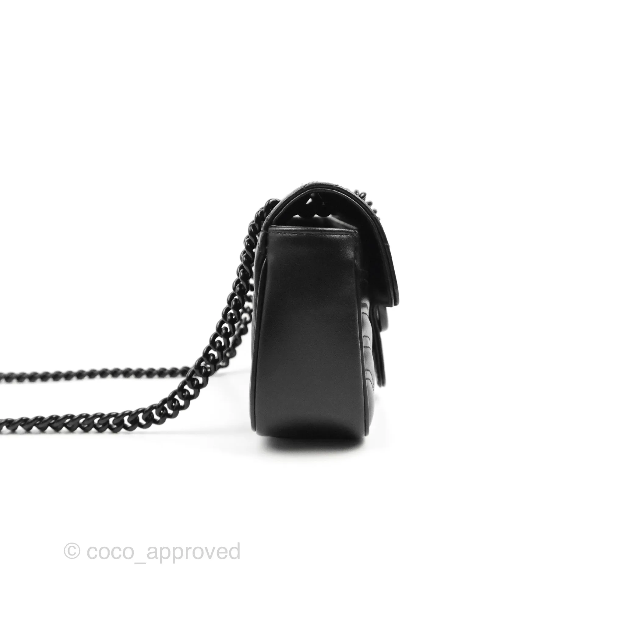 Gucci Mini Chevron GG Marmont Matelass Bag So Black Calfskin