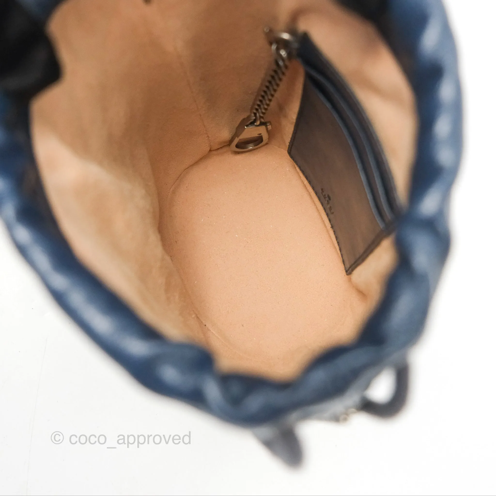 Gucci Mini GG Marmont Leather Bucket Bag Navy