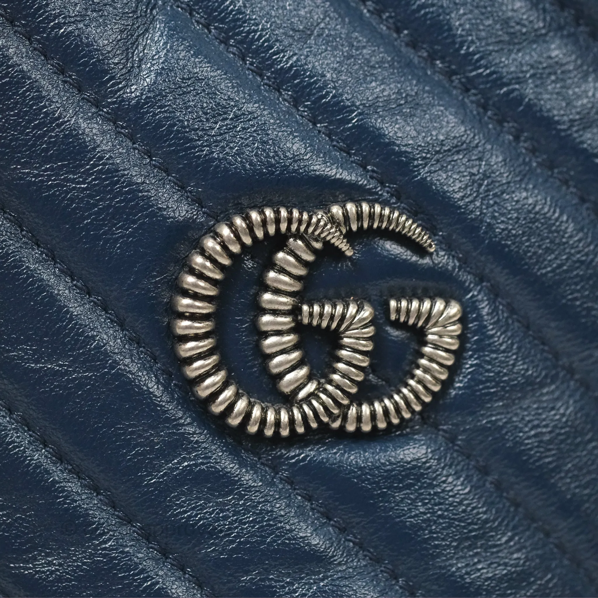 Gucci Mini GG Marmont Leather Bucket Bag Navy