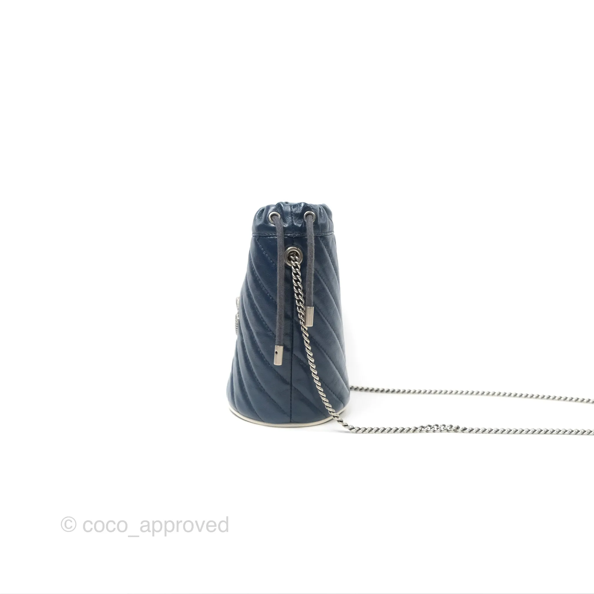 Gucci Mini GG Marmont Leather Bucket Bag Navy