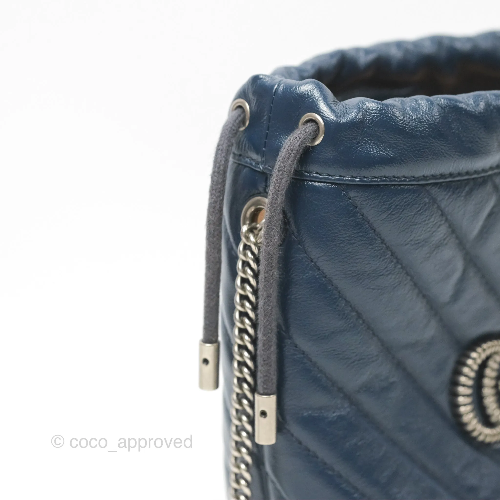 Gucci Mini GG Marmont Leather Bucket Bag Navy