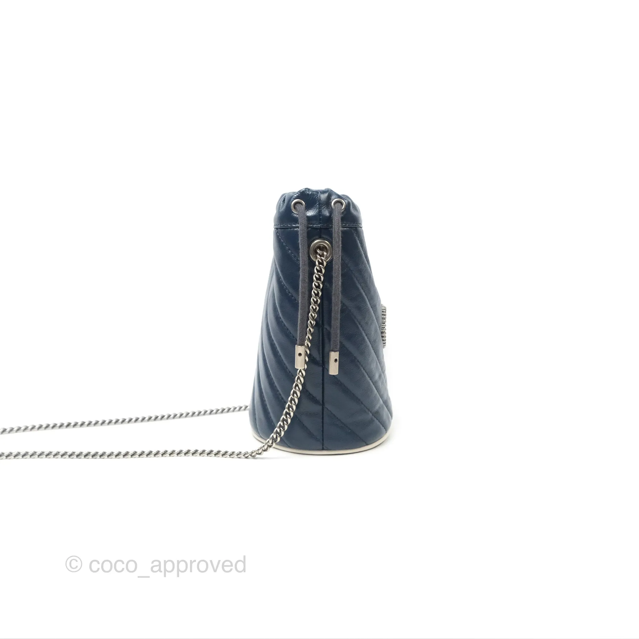 Gucci Mini GG Marmont Leather Bucket Bag Navy