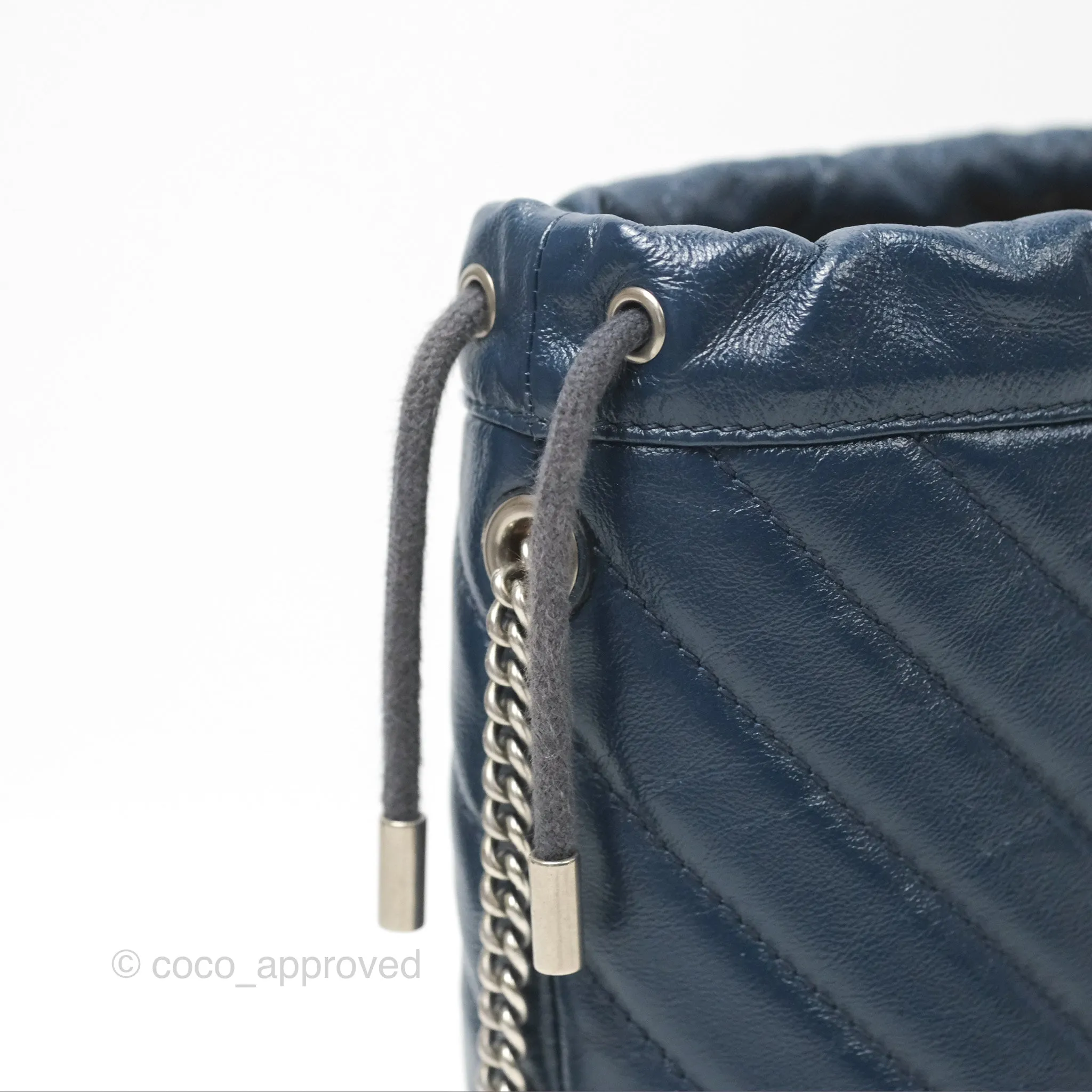 Gucci Mini GG Marmont Leather Bucket Bag Navy