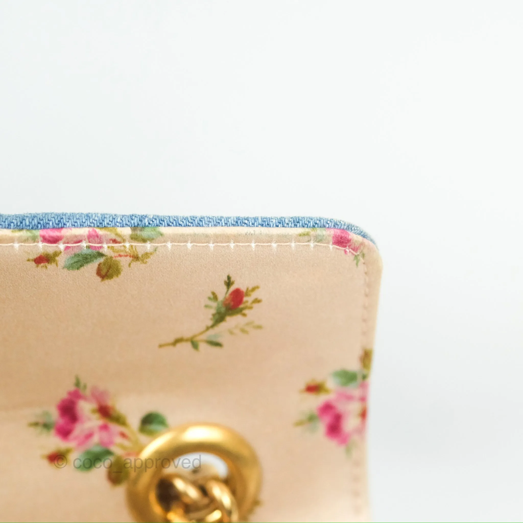Gucci Mini Marmont Denim Pearl Gold Hardware