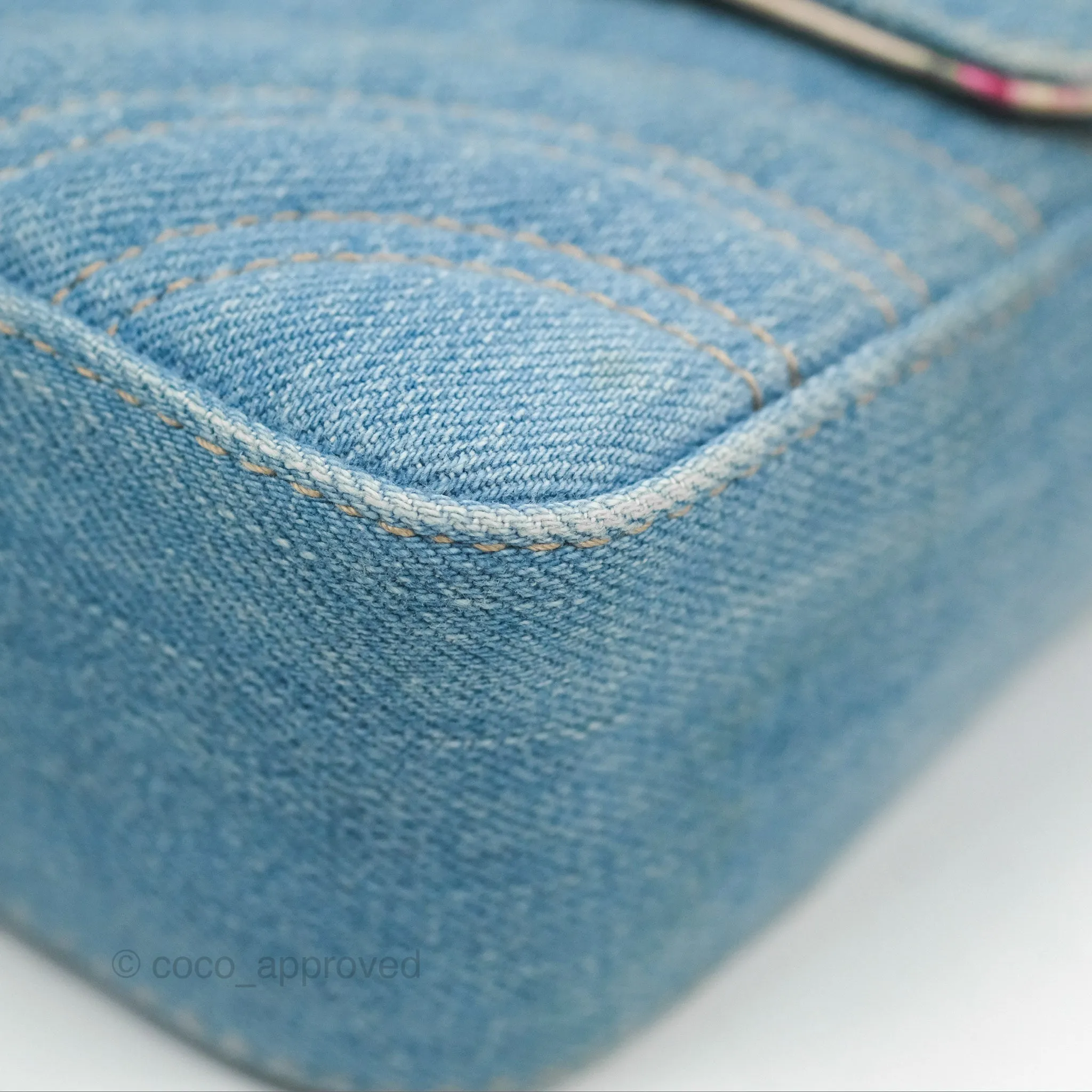 Gucci Mini Marmont Denim Pearl Gold Hardware