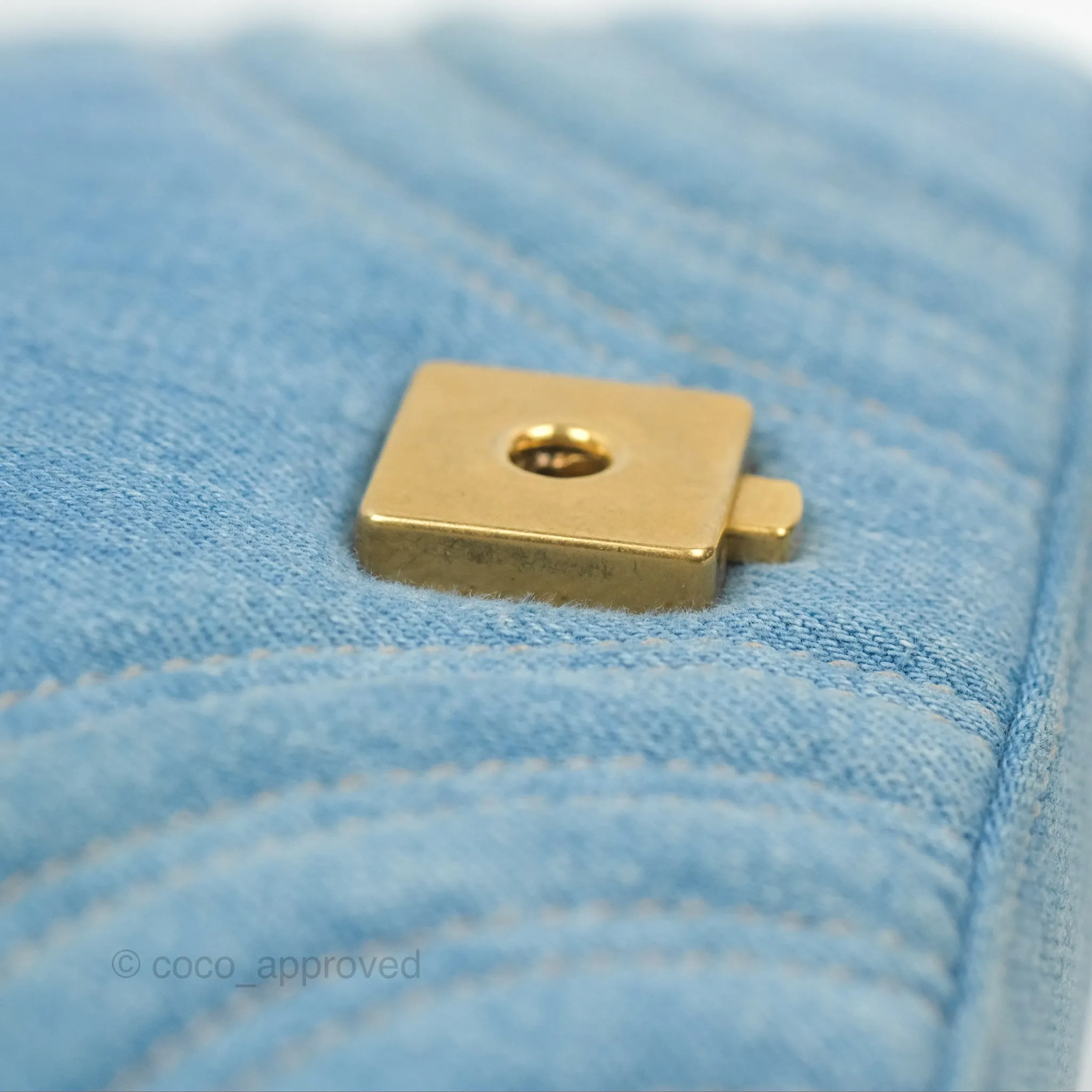 Gucci Mini Marmont Denim Pearl Gold Hardware