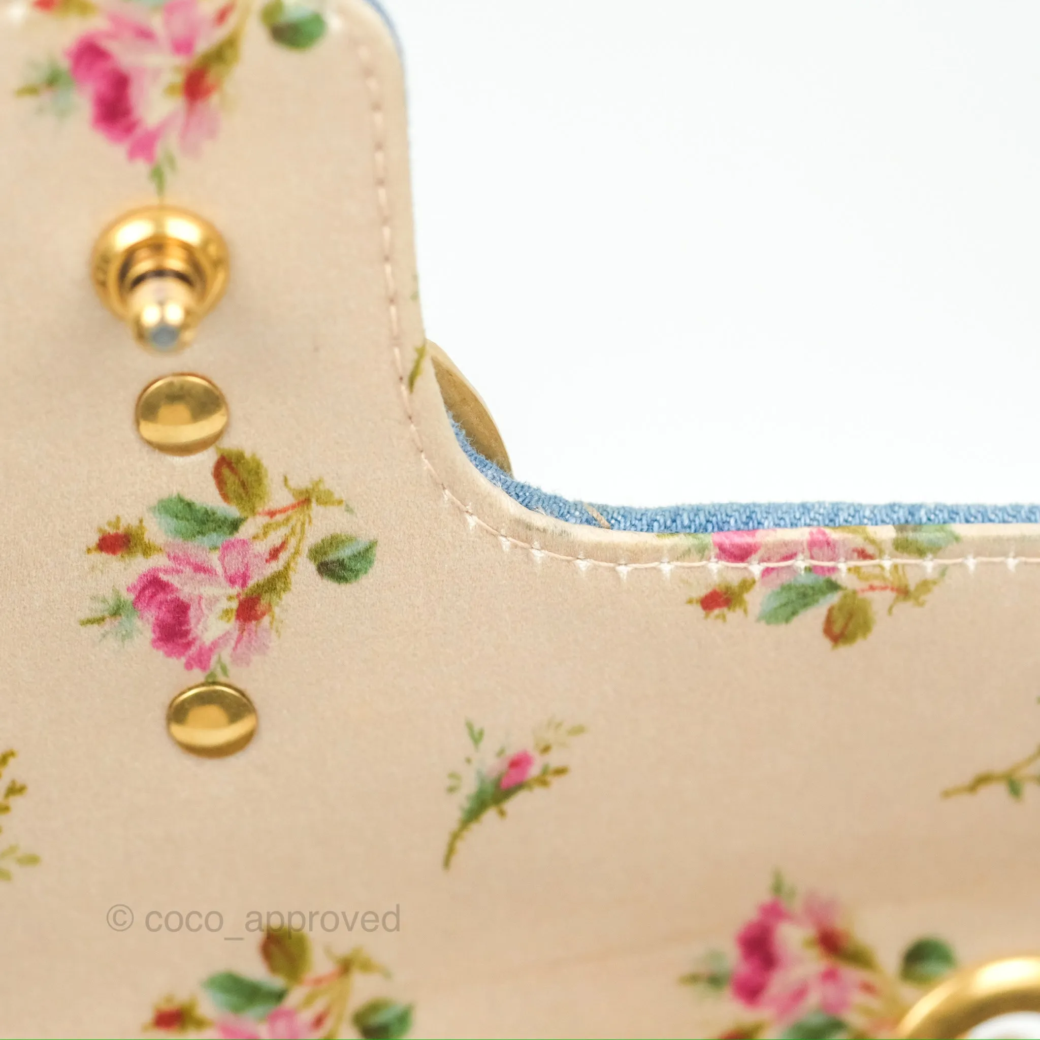 Gucci Mini Marmont Denim Pearl Gold Hardware