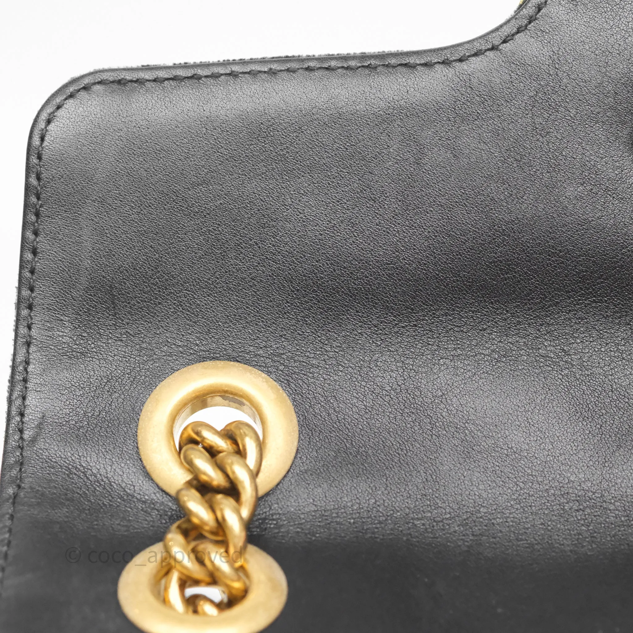 Gucci Mini Marmont Velvet Black Aged Gold Hardware