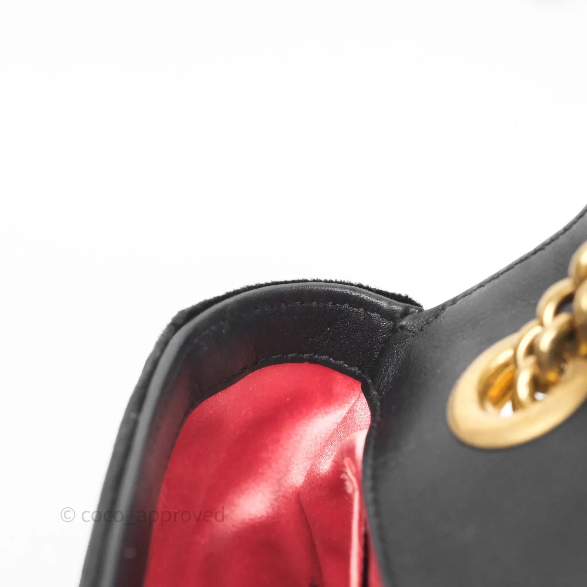 Gucci Mini Marmont Velvet Black Aged Gold Hardware